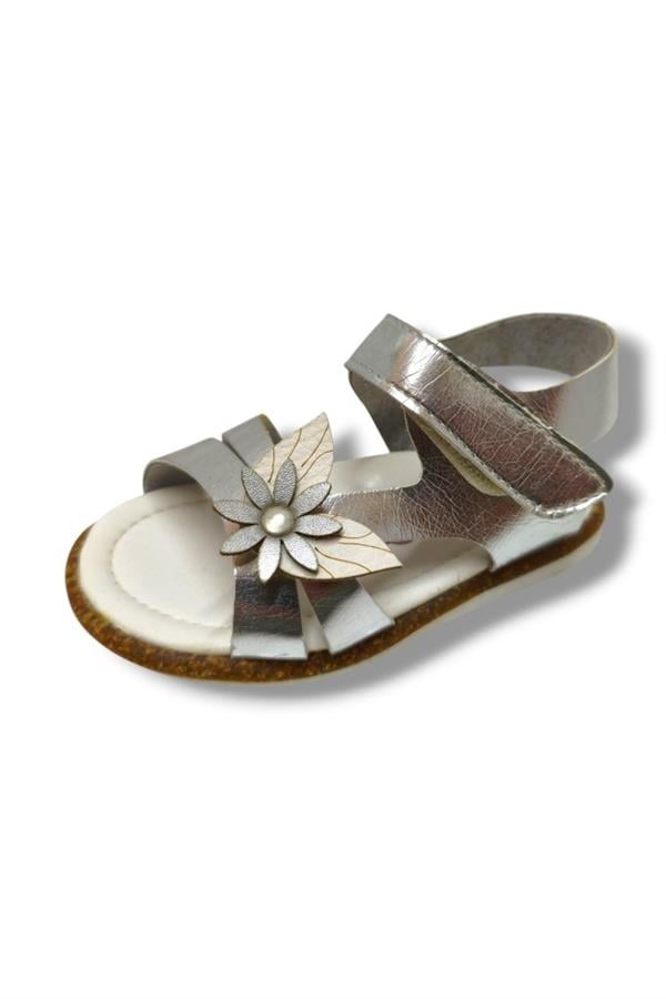 Şirinbebe 3020-20 Çiçek Tokalı Cırtlı Kız Çocuk Sandalet