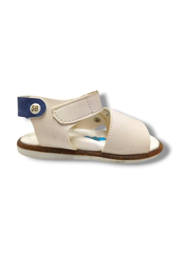 Şirinbebe 3022-20 Yıldız Desen Cırtlı Erkek Çocuk Sandalet Beyaz Mavi 21-25