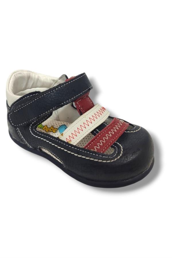 Şirinbebe1607-20 Çift Dikiş Cırtlı Erkek Çocuk Sandalet Lacivert Kırmıız 21-25