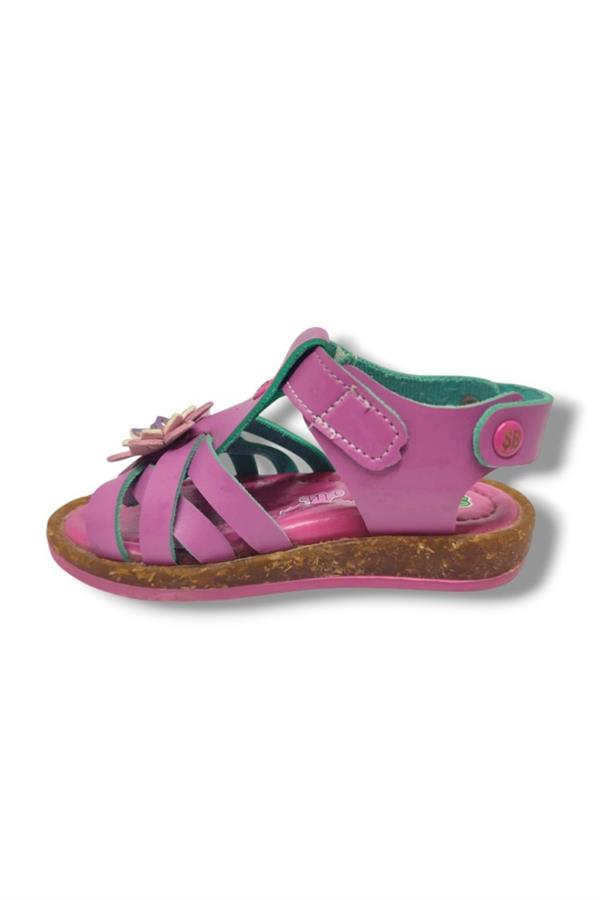 Şiringenç 1556-20 Çiçek Deseli Tek Çirtli Kız Çocuk Sandalet Pembe 21-25