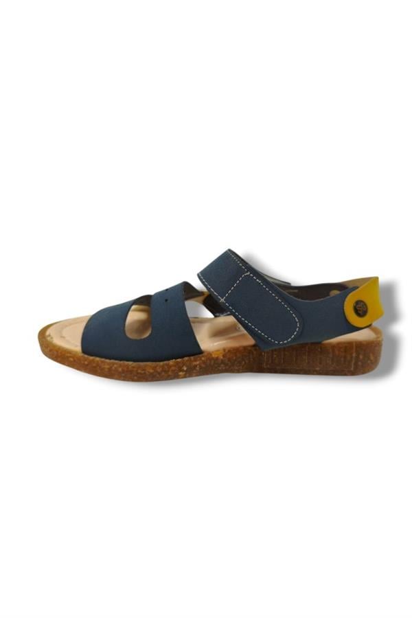 Şiringenç 3061-20 Anatomik Dikiş Cırtlı Erkek Çocuk Sandalet Lacivert Sarı 31-36