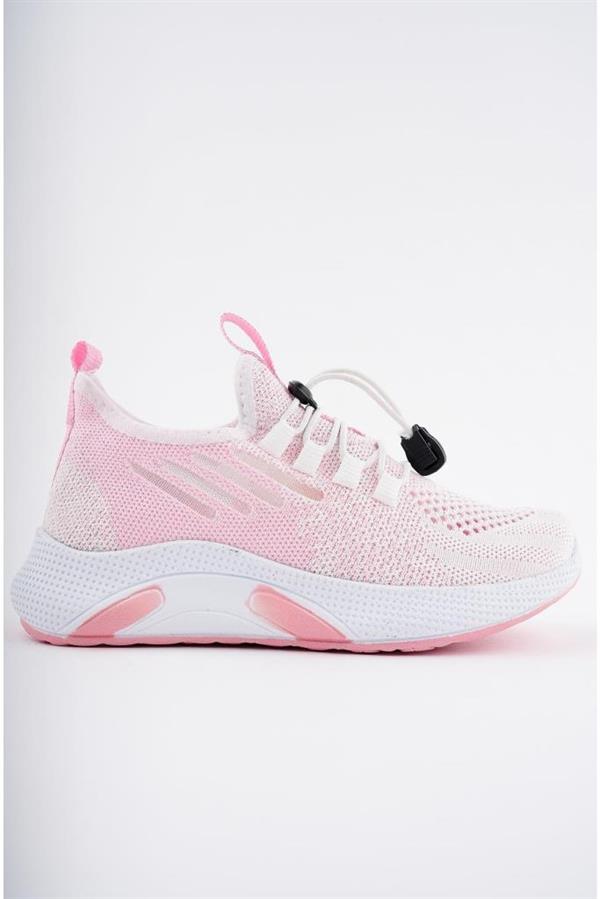 Tutinom 507-24 Triko Sneaker Kız Çocuk Ayakkabı Beyaz Pembe 26-30