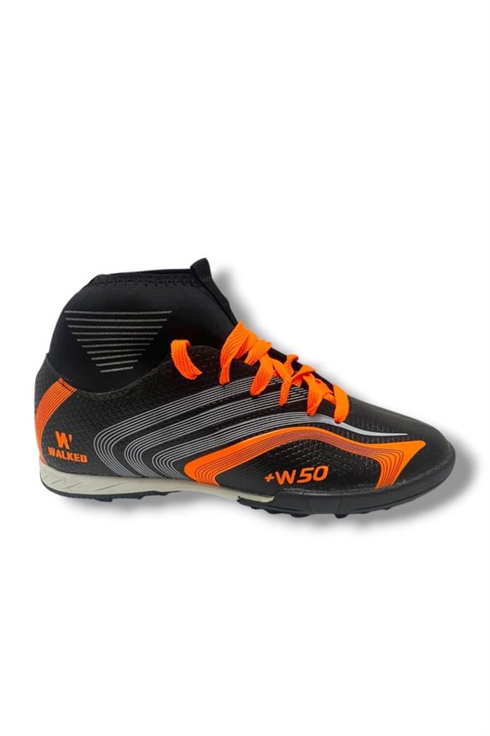Walked 435-25 Çoraplı Halı Saha Krampon Siyah Turuncu 36-39