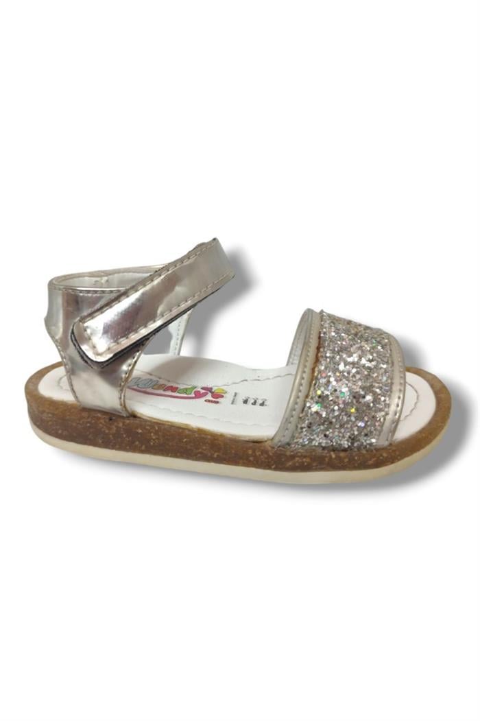 Wendy 1171-20 Simli Tek Çırtli Kız Çocuk Sandalet Gümüş 21-25