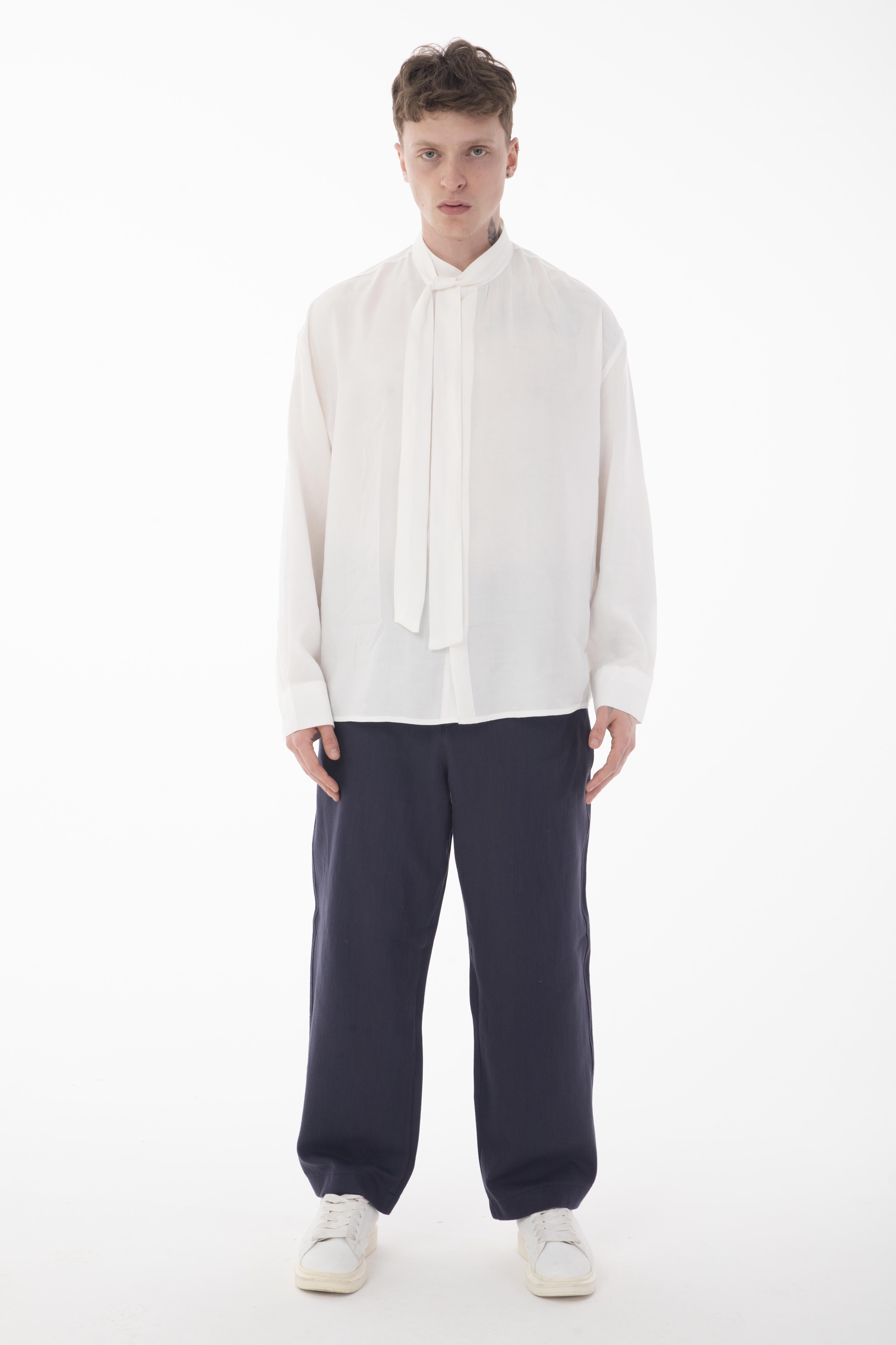 R-4415 Kemer Detaylı Keten Baggy Pantolon
