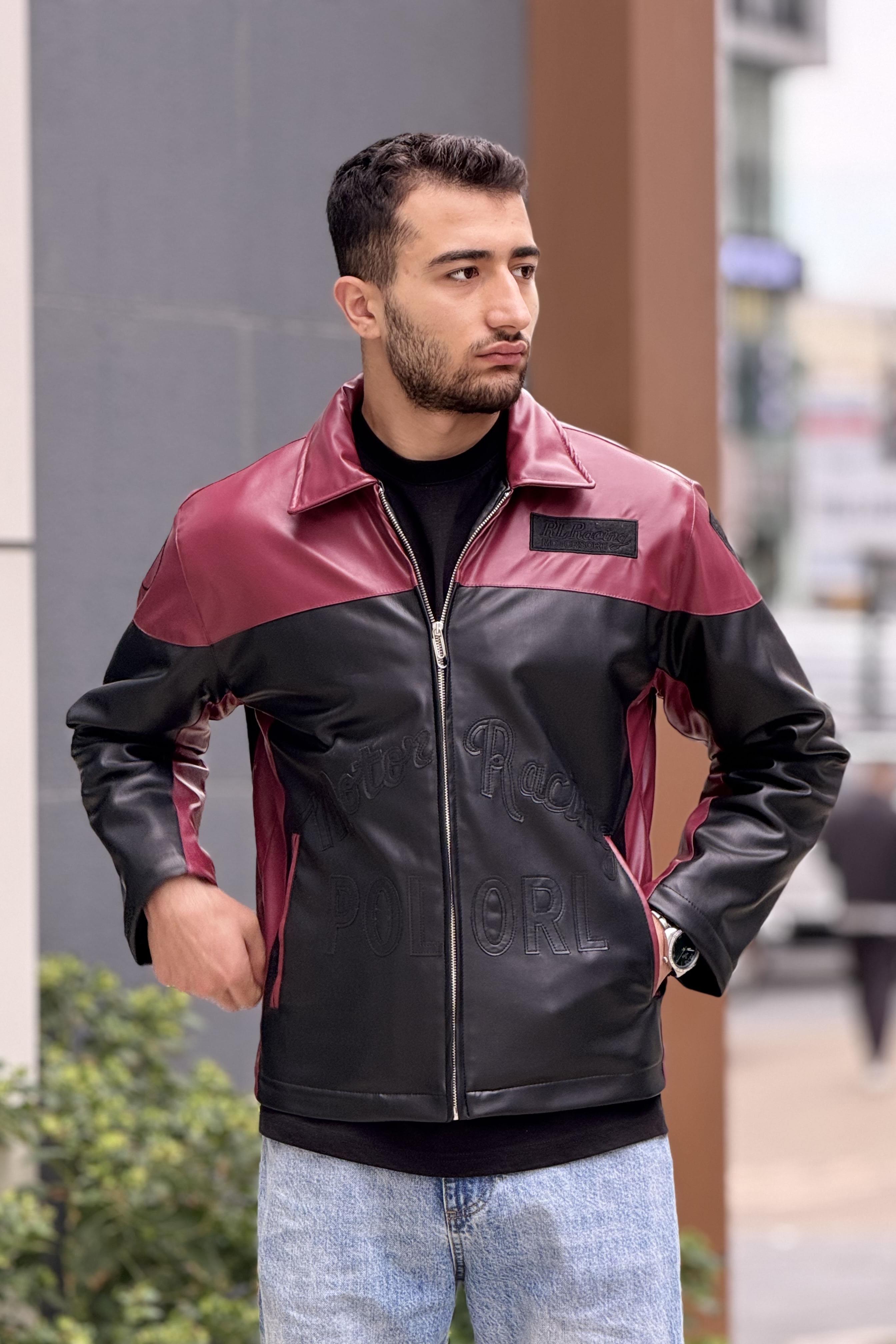 X-2024 Nakış Detaylı İçi Kapitoneli Deri Mont