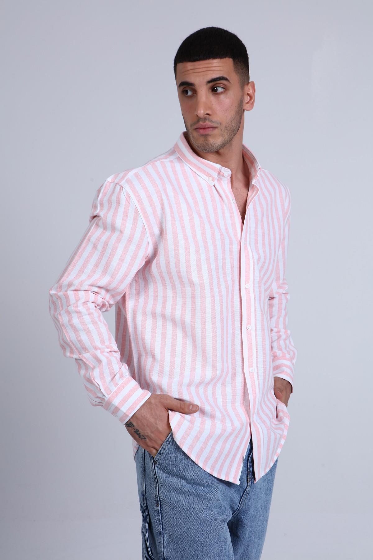 ERKEK ÇİZGİLİ GÖMLEK R-3263
