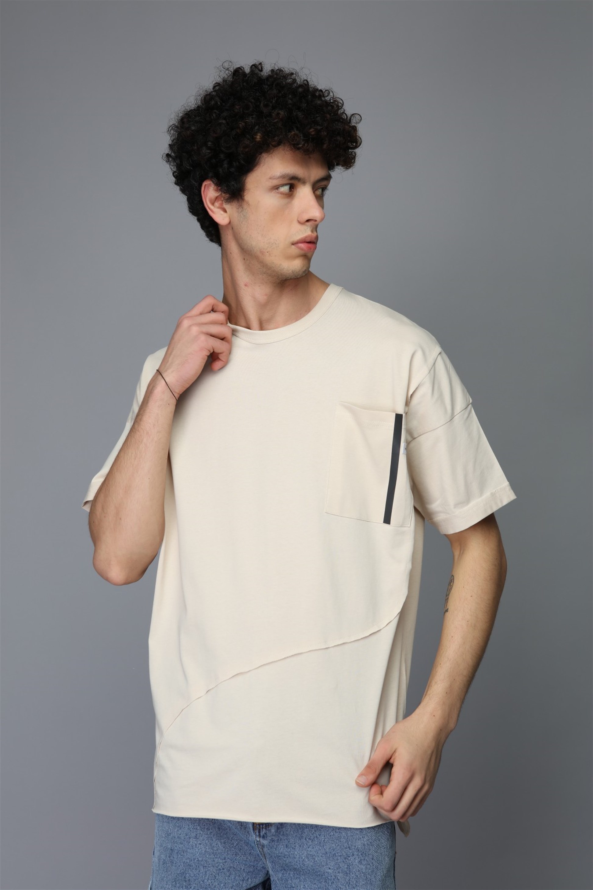ERKEK OVERSIZE T-SHIRT REFLEKTÖR BASKILI R-5262