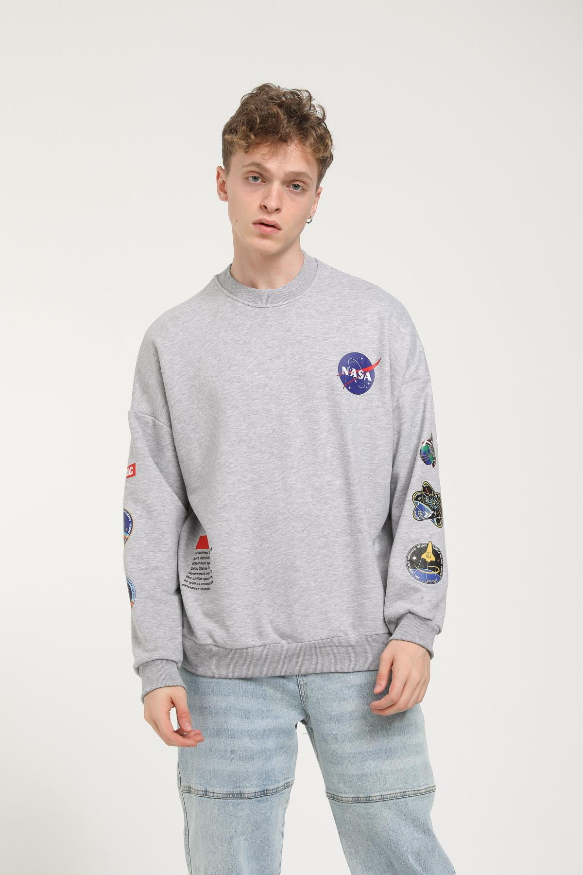 Nasa Baskılı Oversize Sweatshirt  R-5464