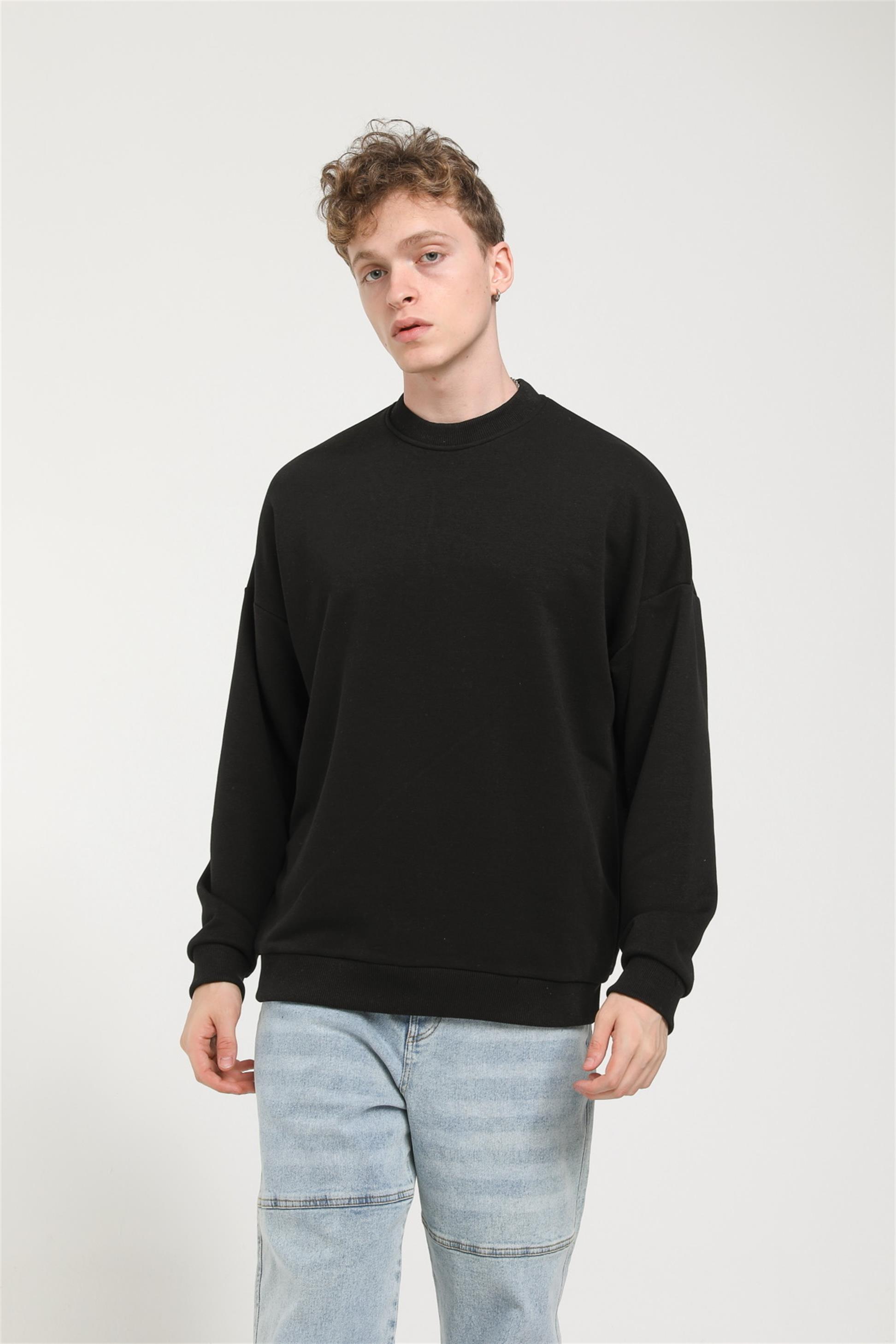 Oversize Basic Düz Sweat R-5466