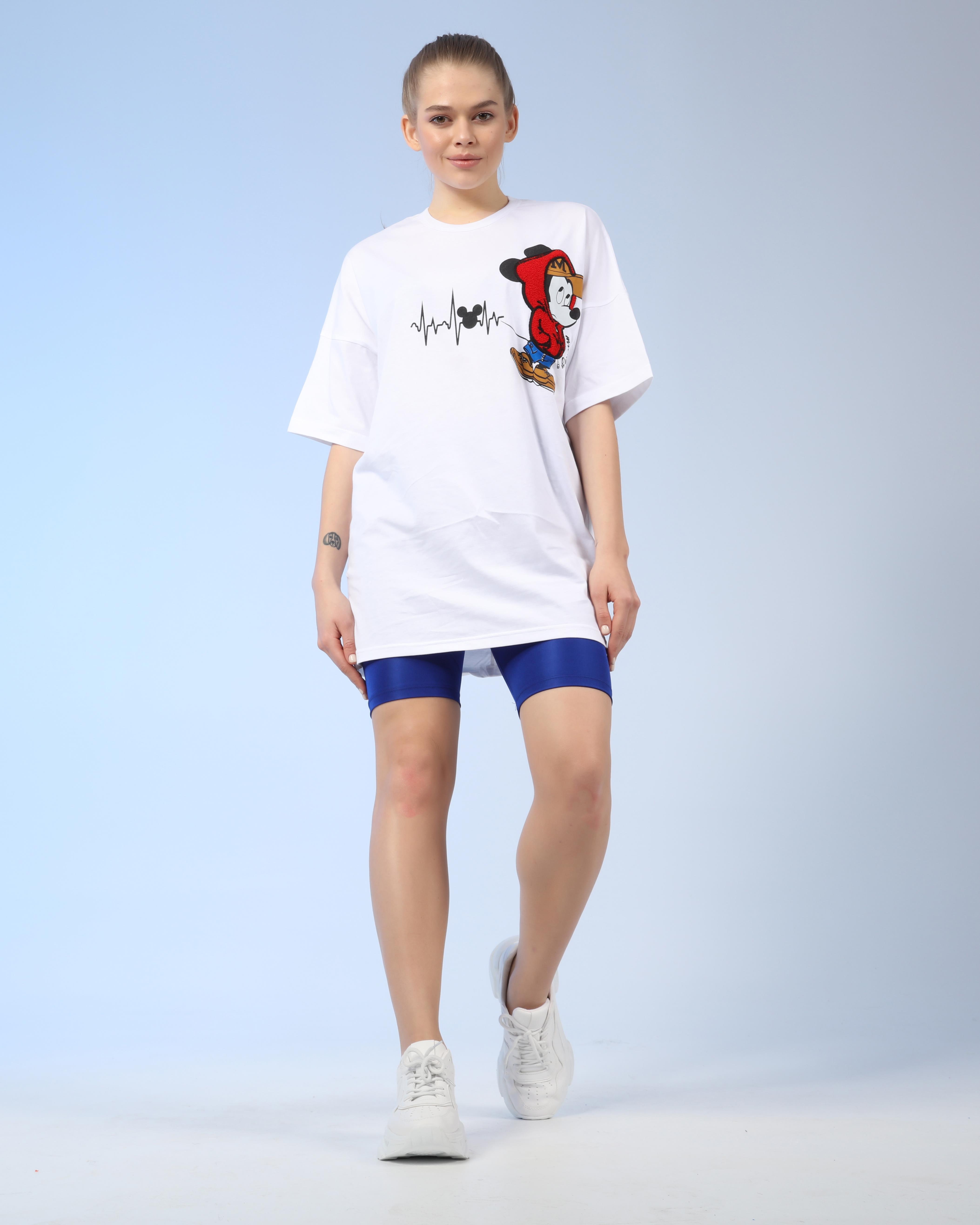 Q-5231 Mickey Mouse Baskı Detaylı T-shirt