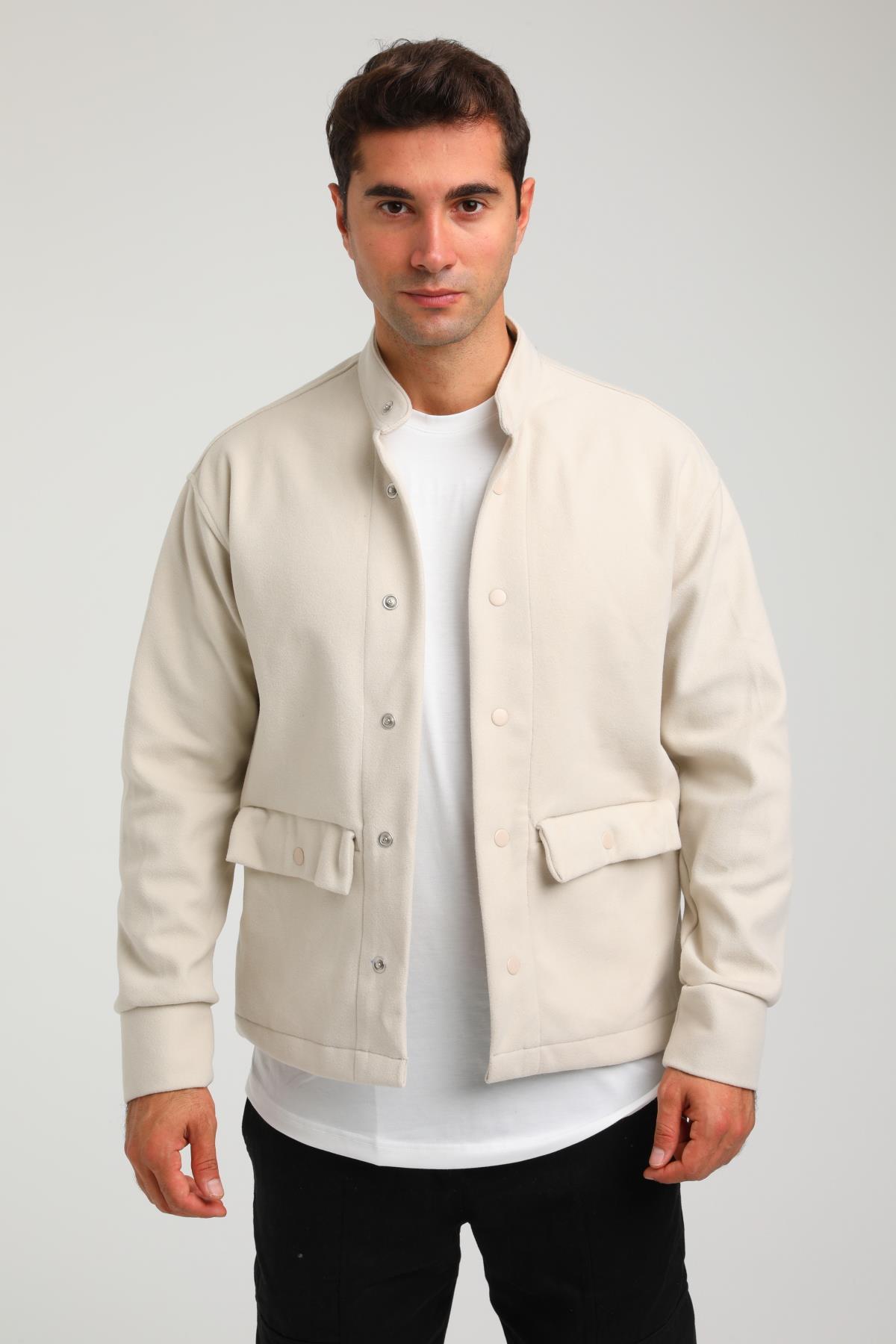 R-2373 Çift Cepli Çıt Çıtlı Kaşe Ceket