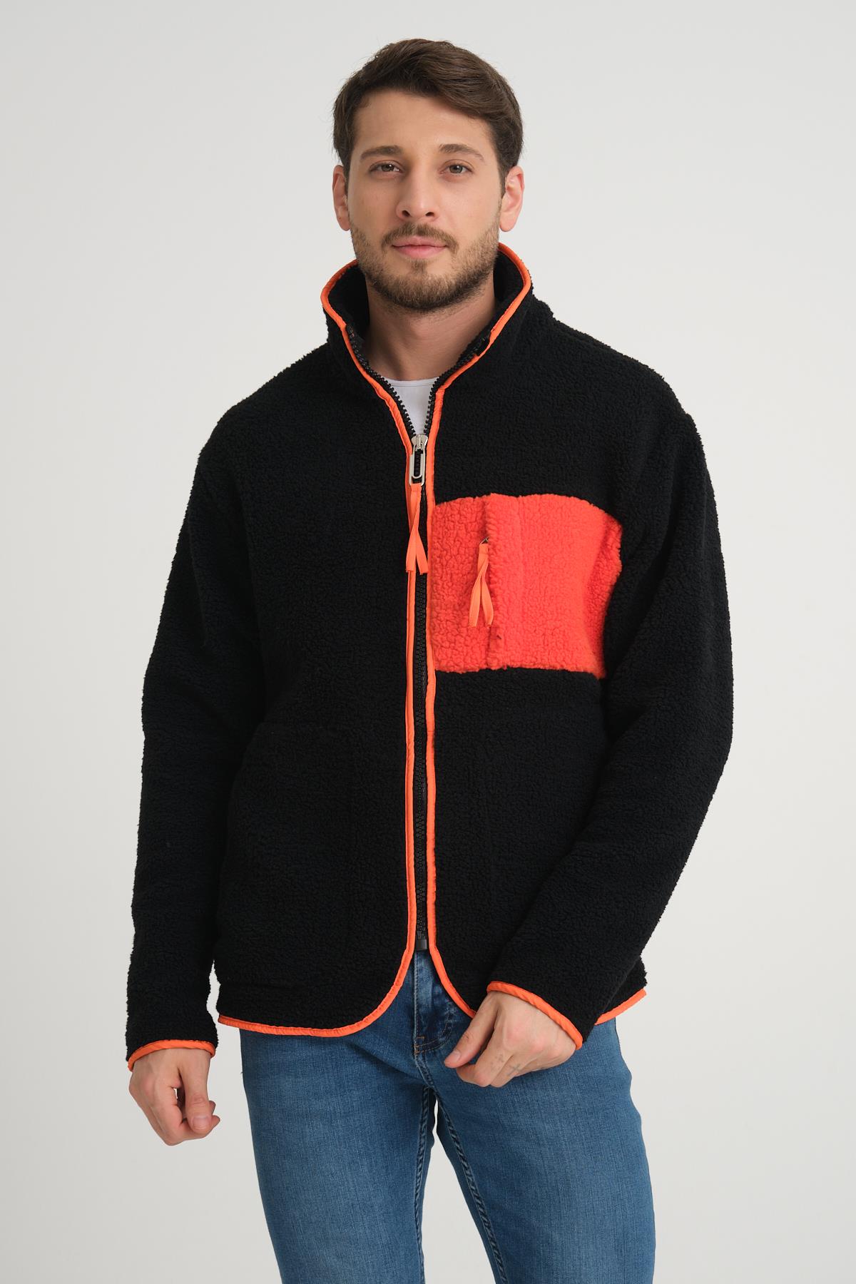 R-2409 Biye Garni Detaylı Peluş Ceket