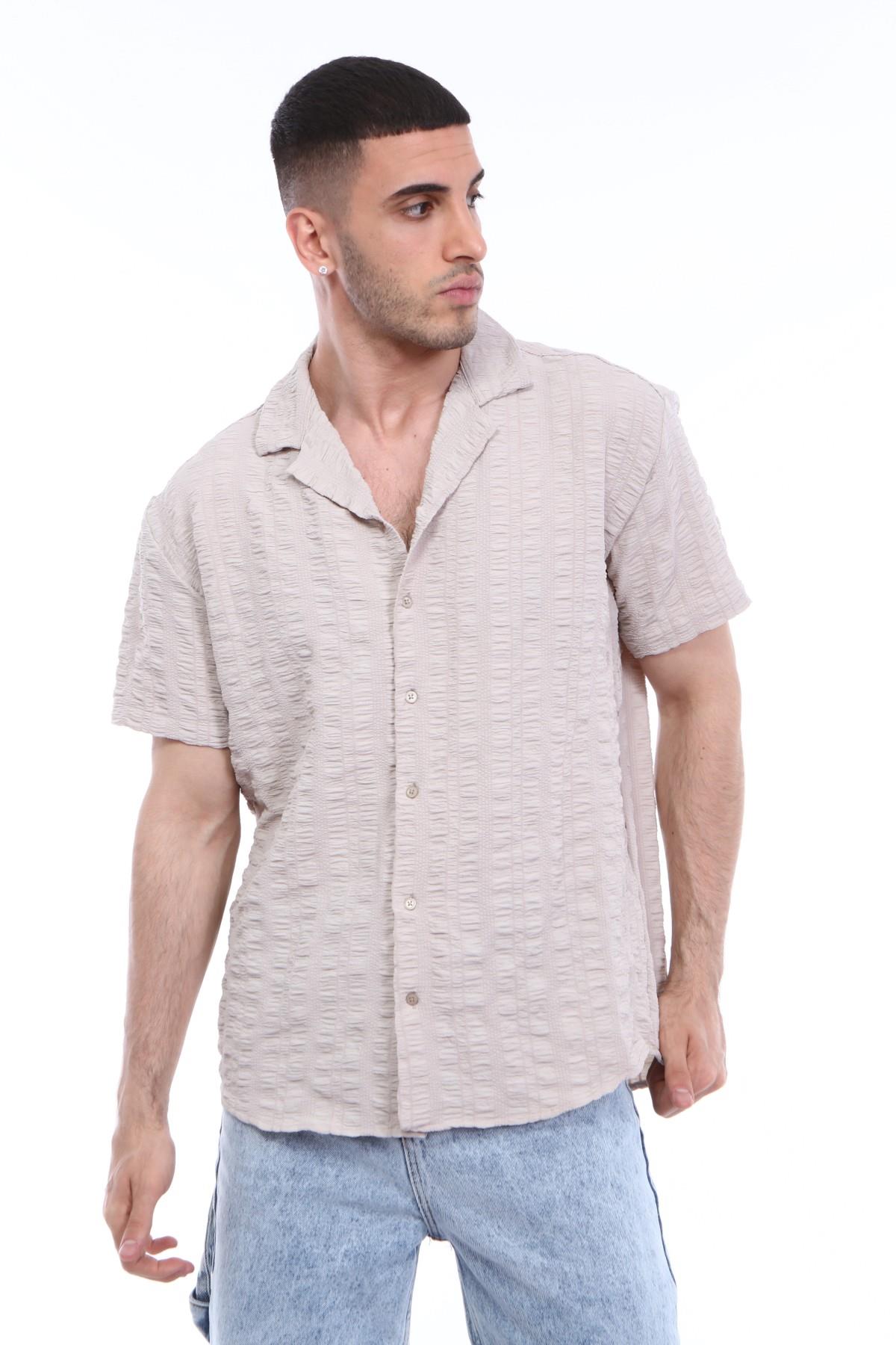 R-3314 APAŞ YAKALI KISA KOL GOFRE GÖMLEK