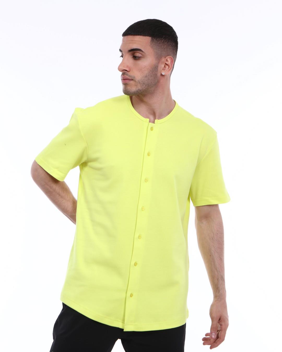 R-3316 BİYE YAKALI ÖNÜ DÜĞMELİ PENYE T-SHİRT