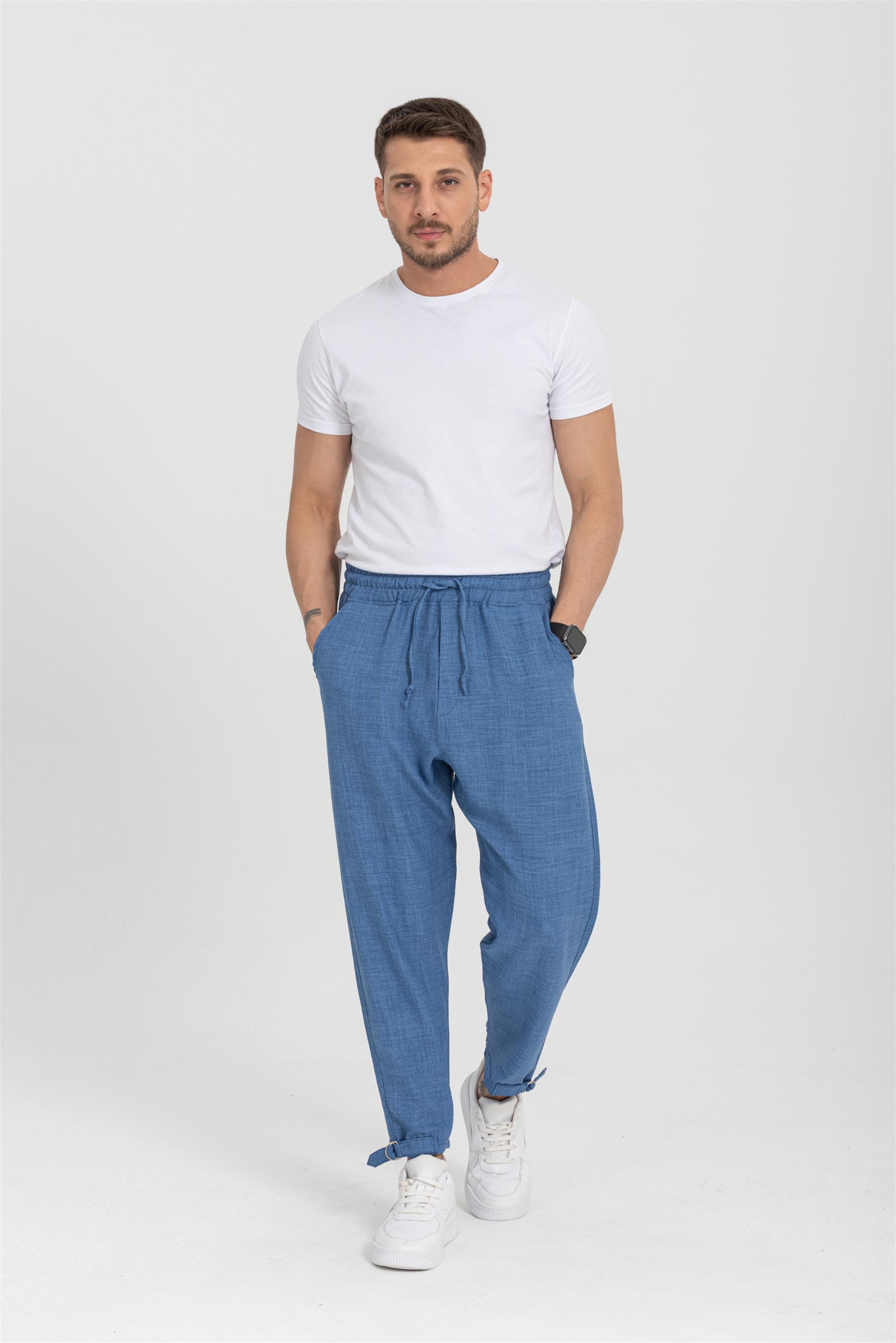 R-4326 Bel Lastikli Paça Toka Detaylı Pantolon