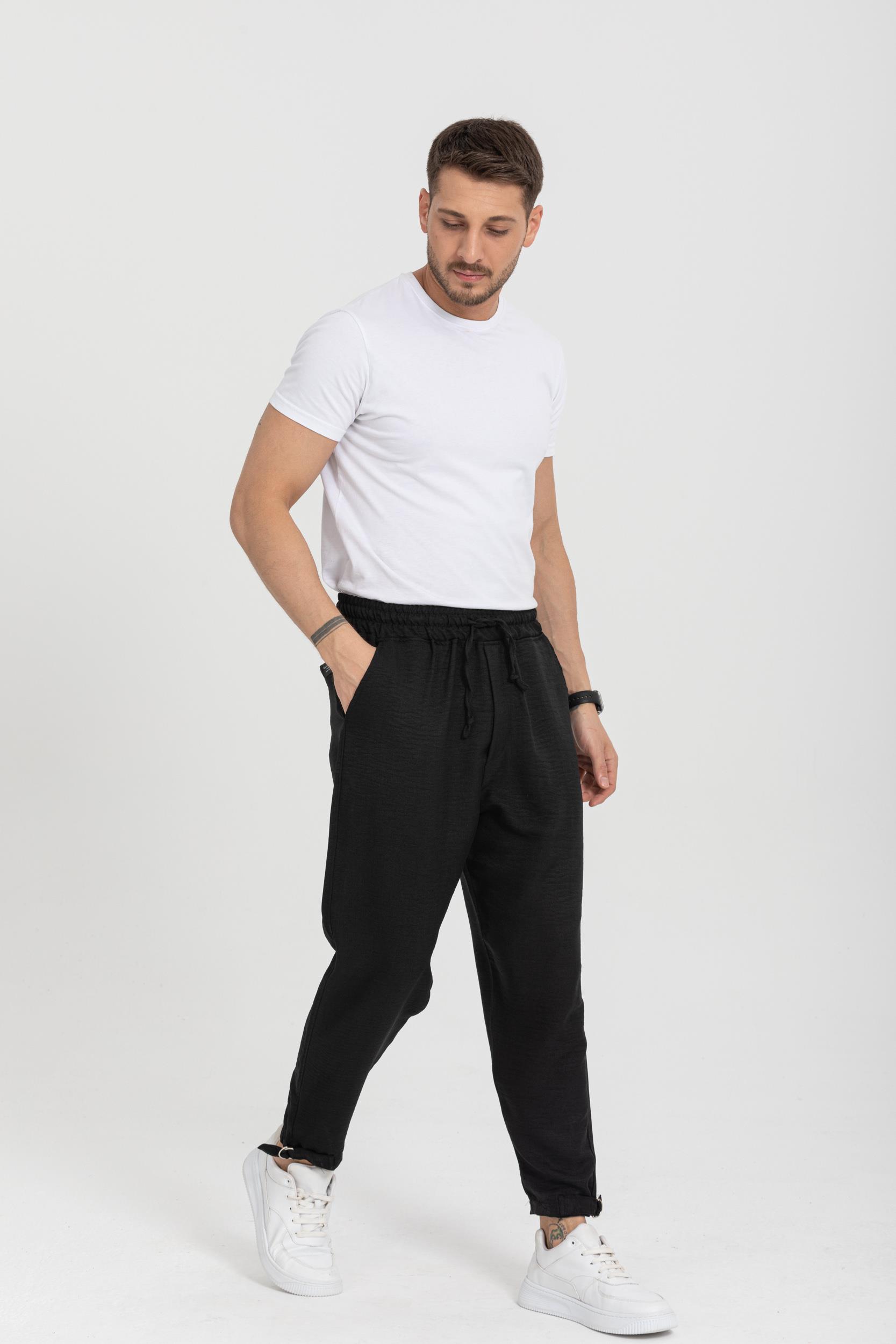 R-4326 Bel Lastikli Paça Toka Detaylı Pantolon
