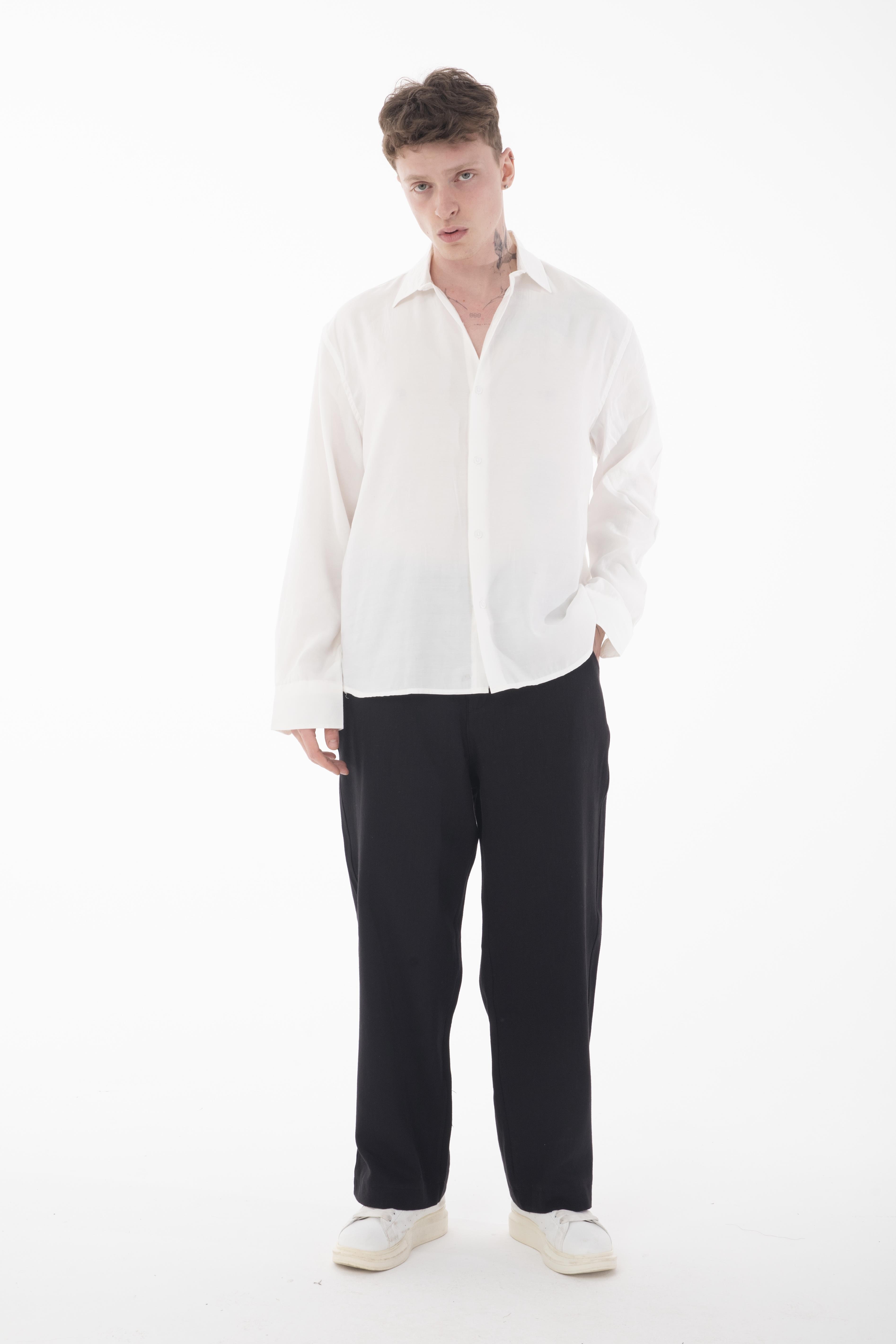 R-4415 Kemer Detaylı Keten Baggy Pantolon