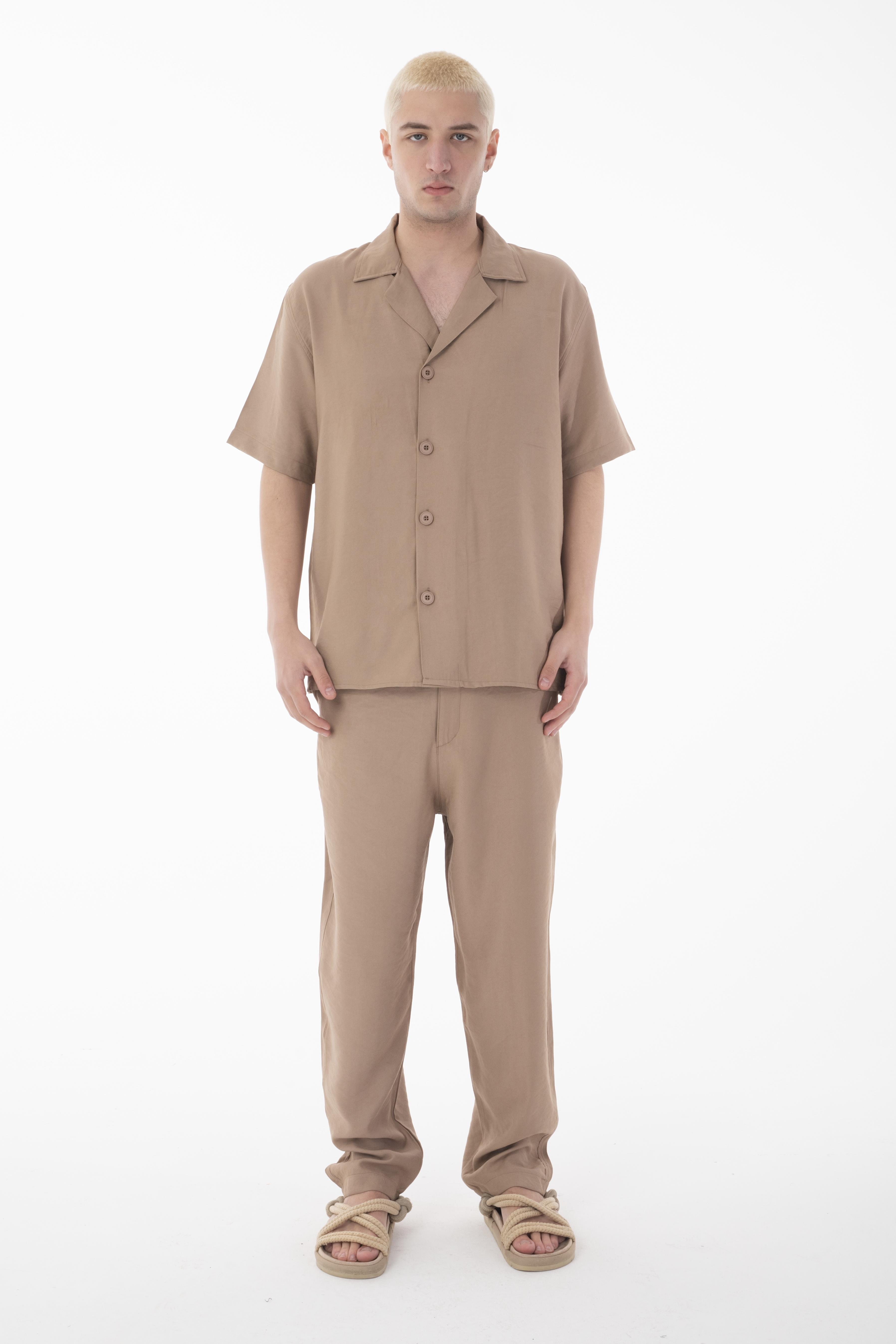 R-4422 Kısa Kol Gömlek Fermuarlı Pantolon Takım