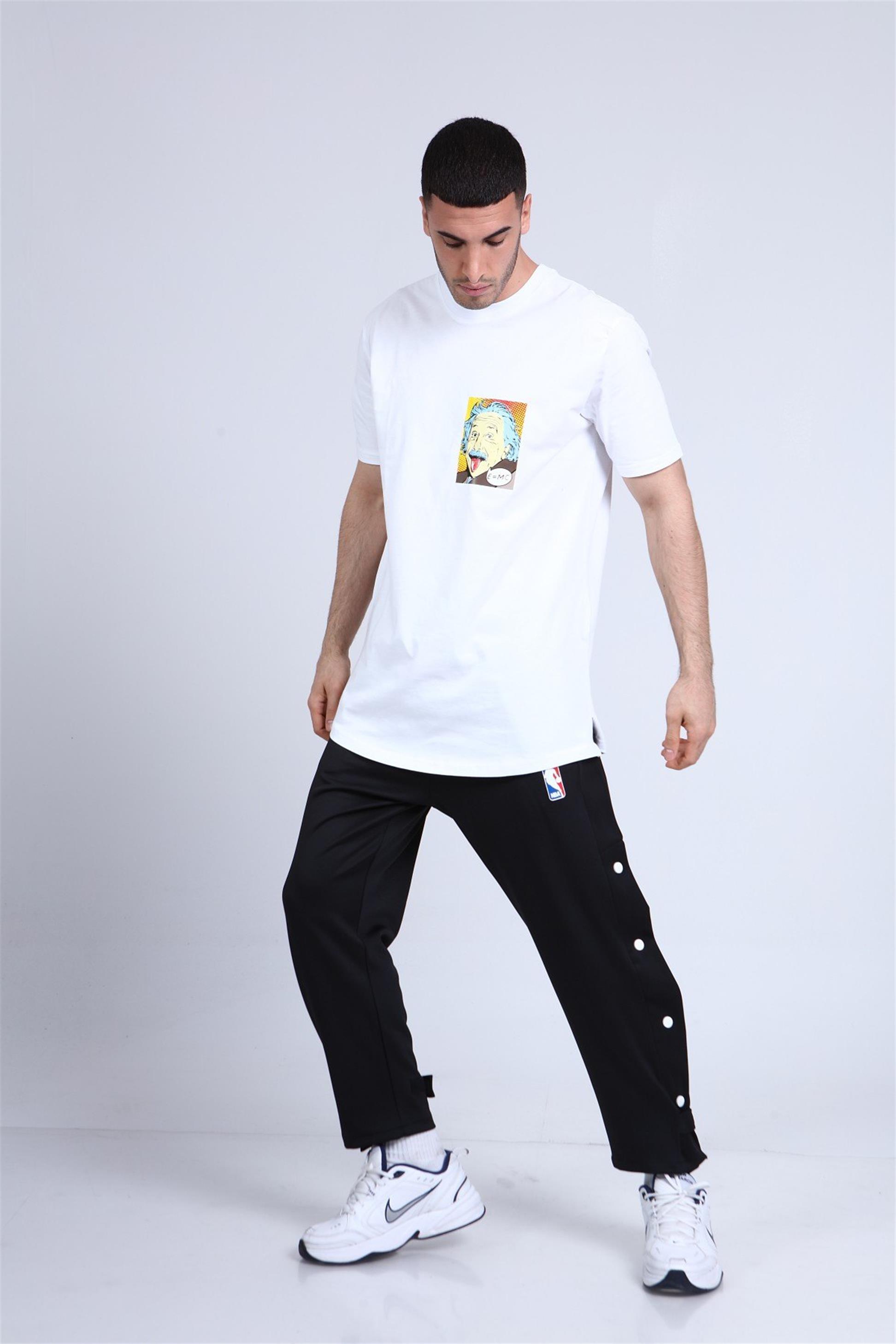 R-5215 ÖN VE ARKASI EİNSTEİN BASKILI  T-SHİRT