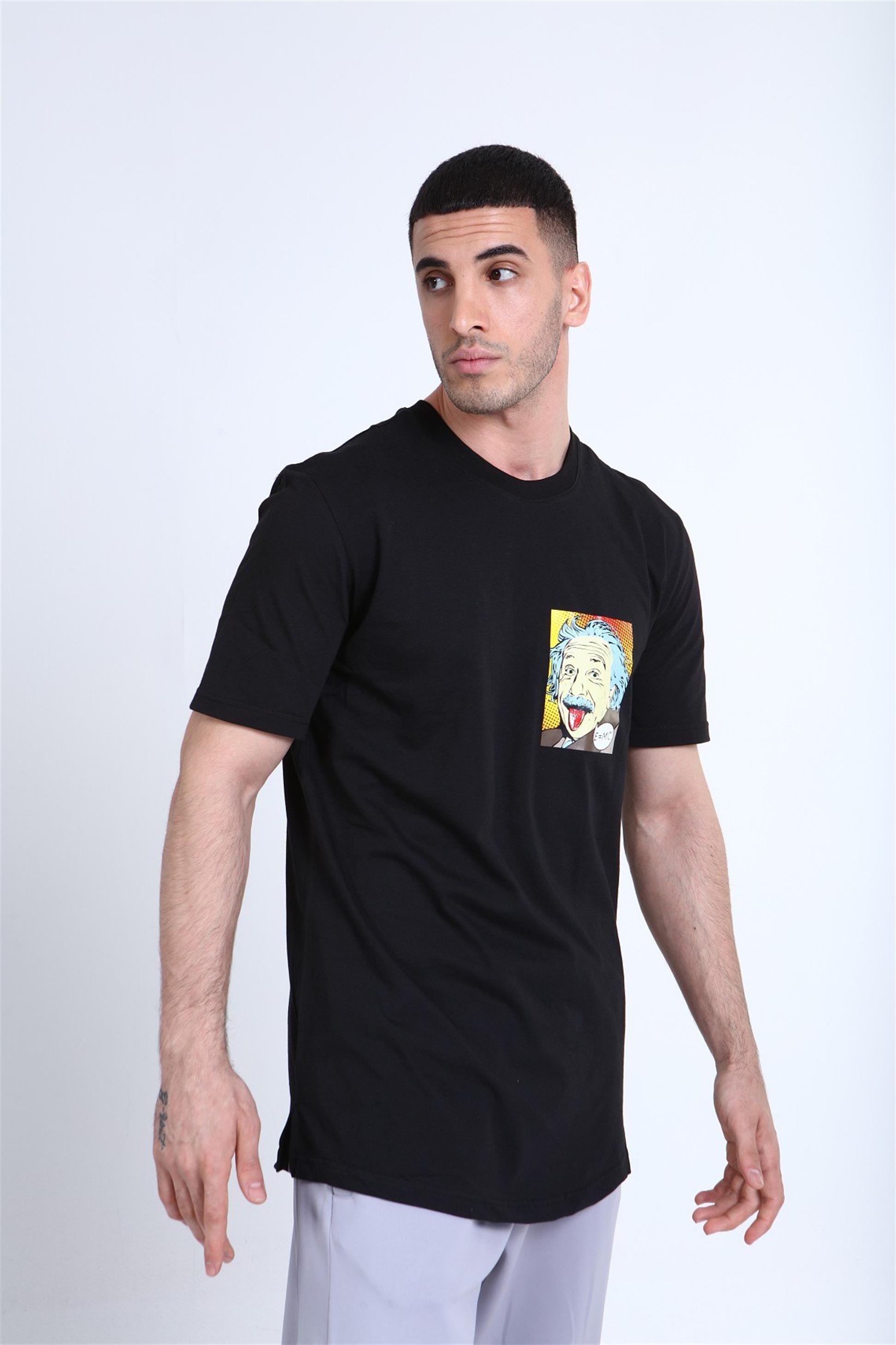 R-5215 ÖN VE ARKASI EİNSTEİN BASKILI  T-SHİRT