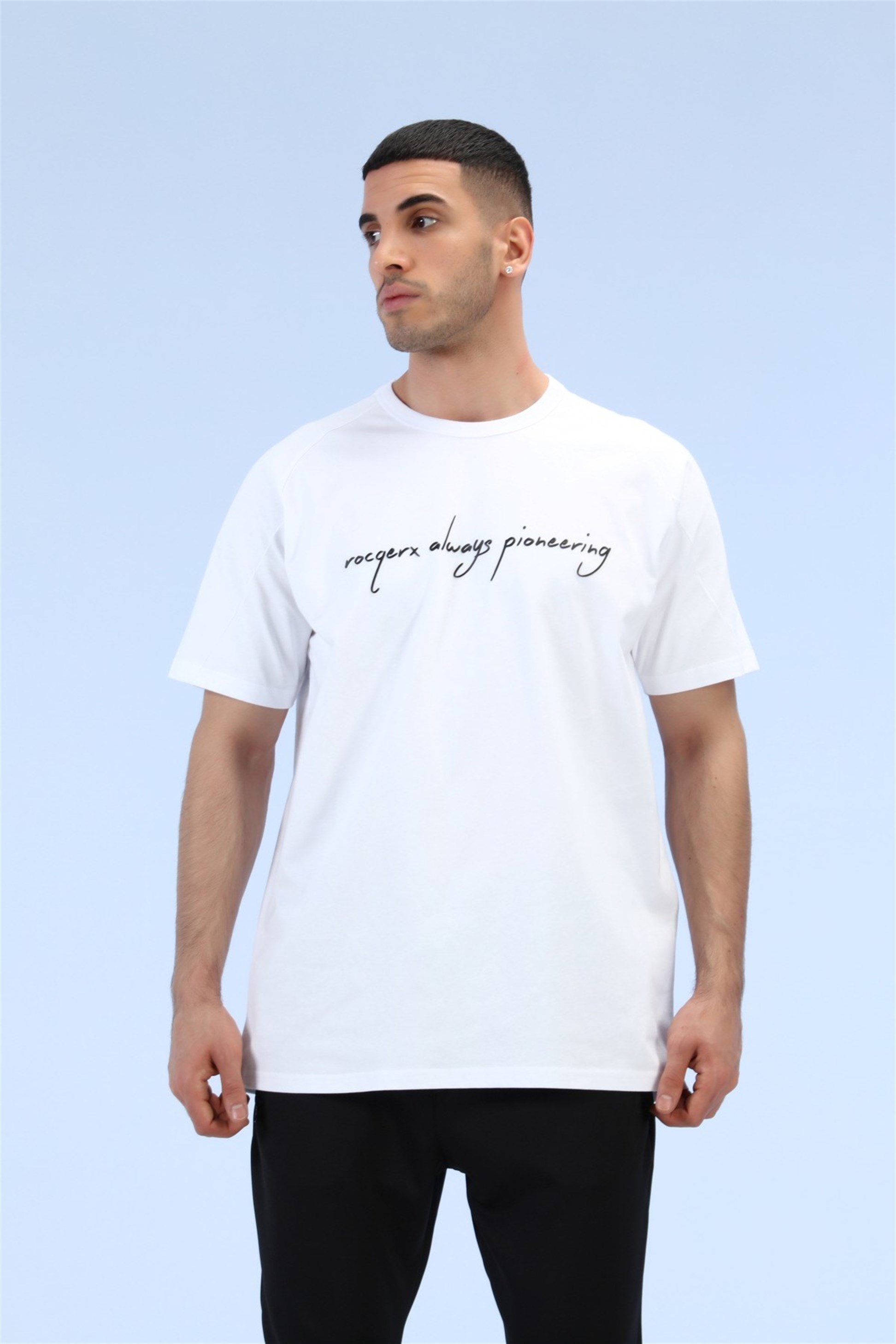 R-5259 ROCQERX ALWAYS PİONEERİNG BASKLILI T-SHİRT