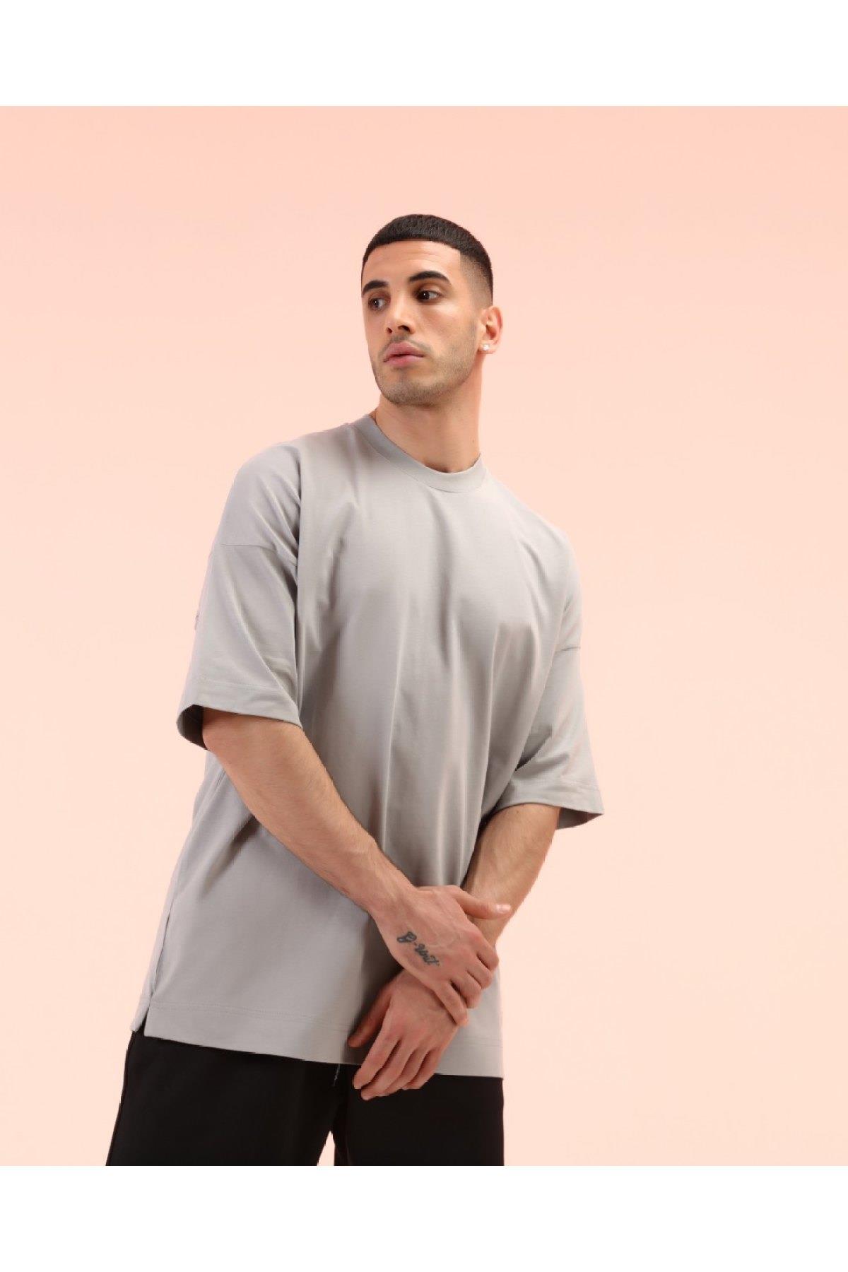 R-5274 OVERSIZE T-SHİRT YANLARI YIRTMAÇLI