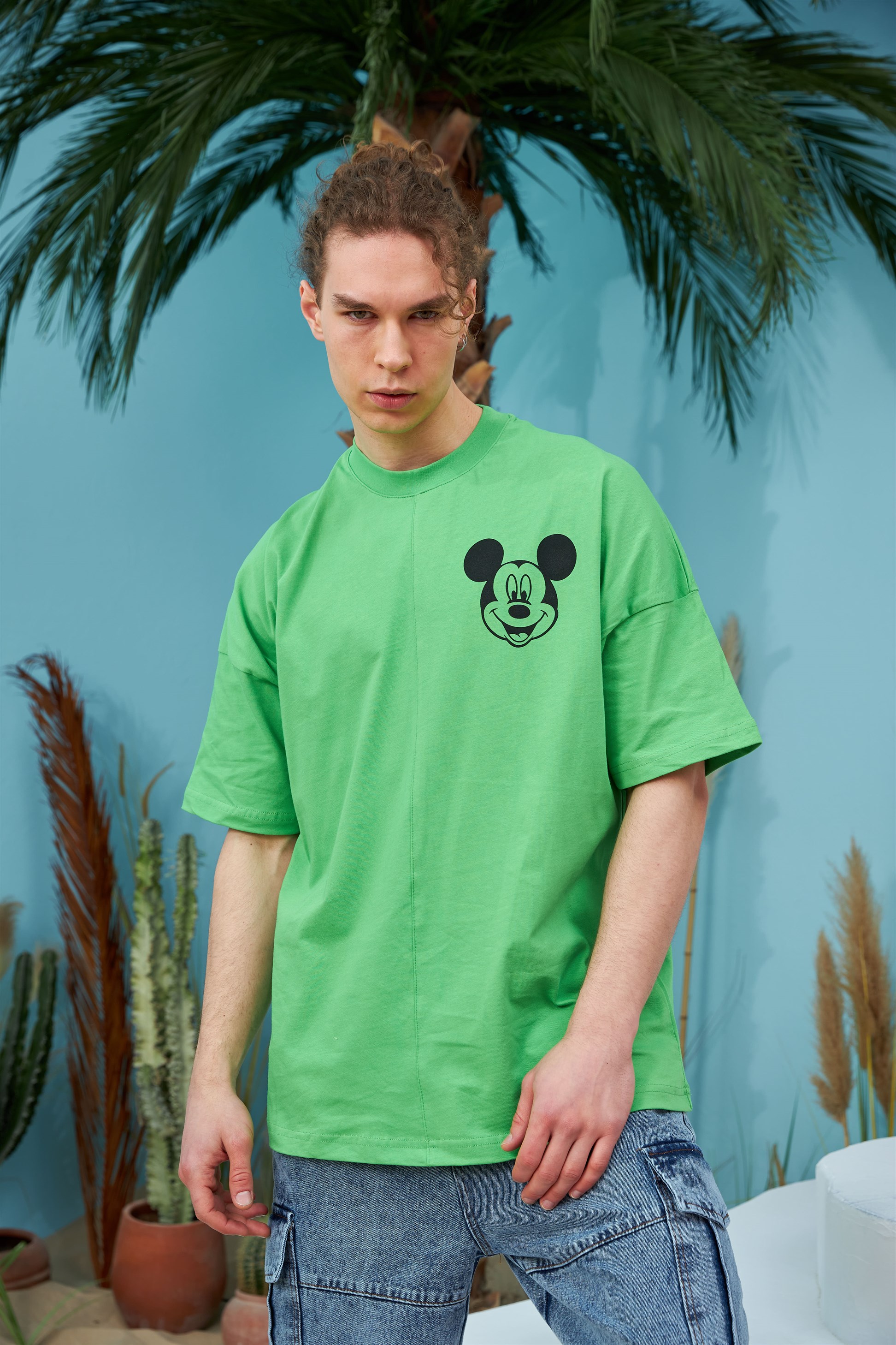 R-5557 Mickey Baskılı Oversize T-shirt
