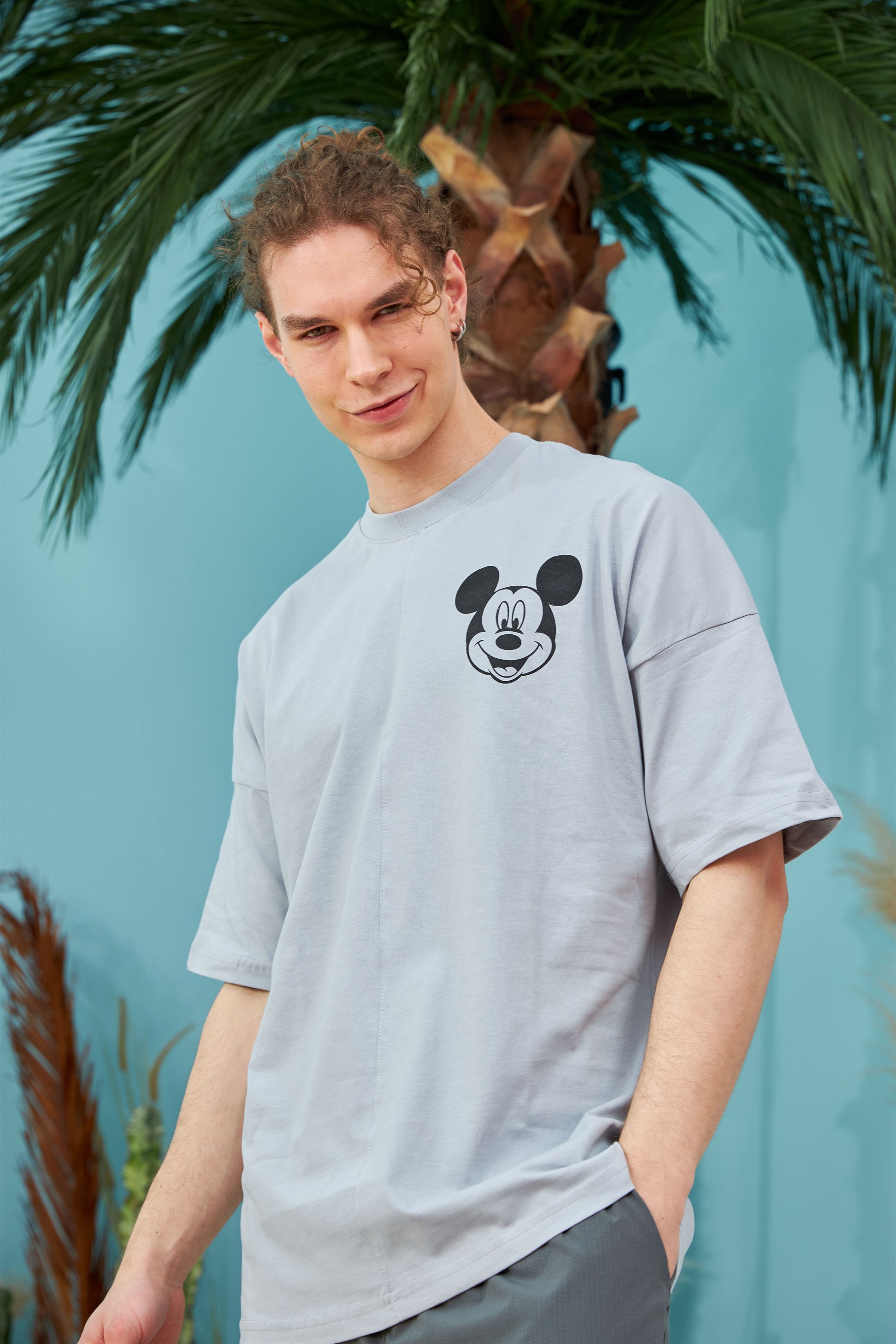 R-5557 Mickey Baskılı Oversize T-shirt