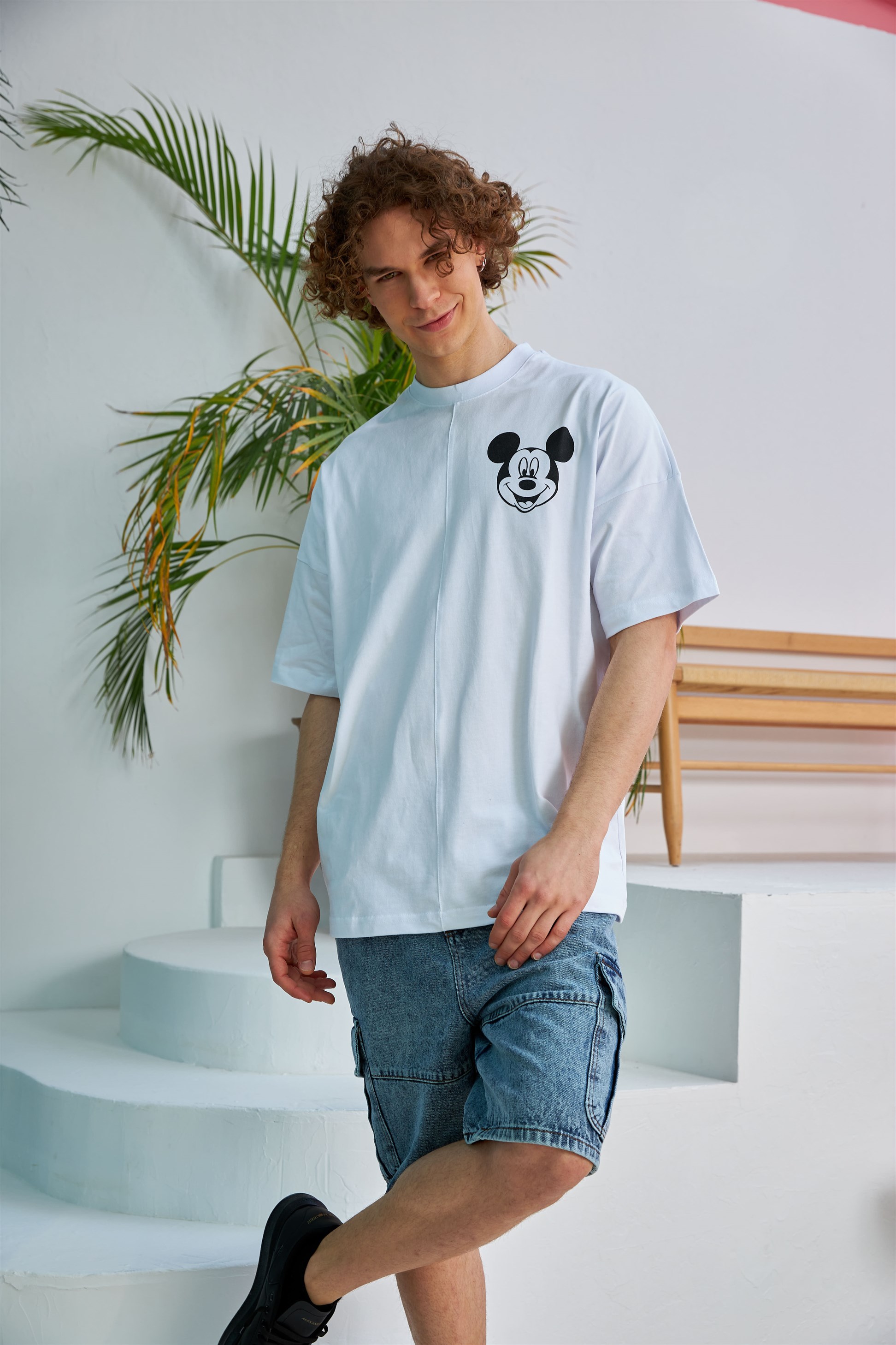 R-5557 Mickey Baskılı Oversize T-shirt