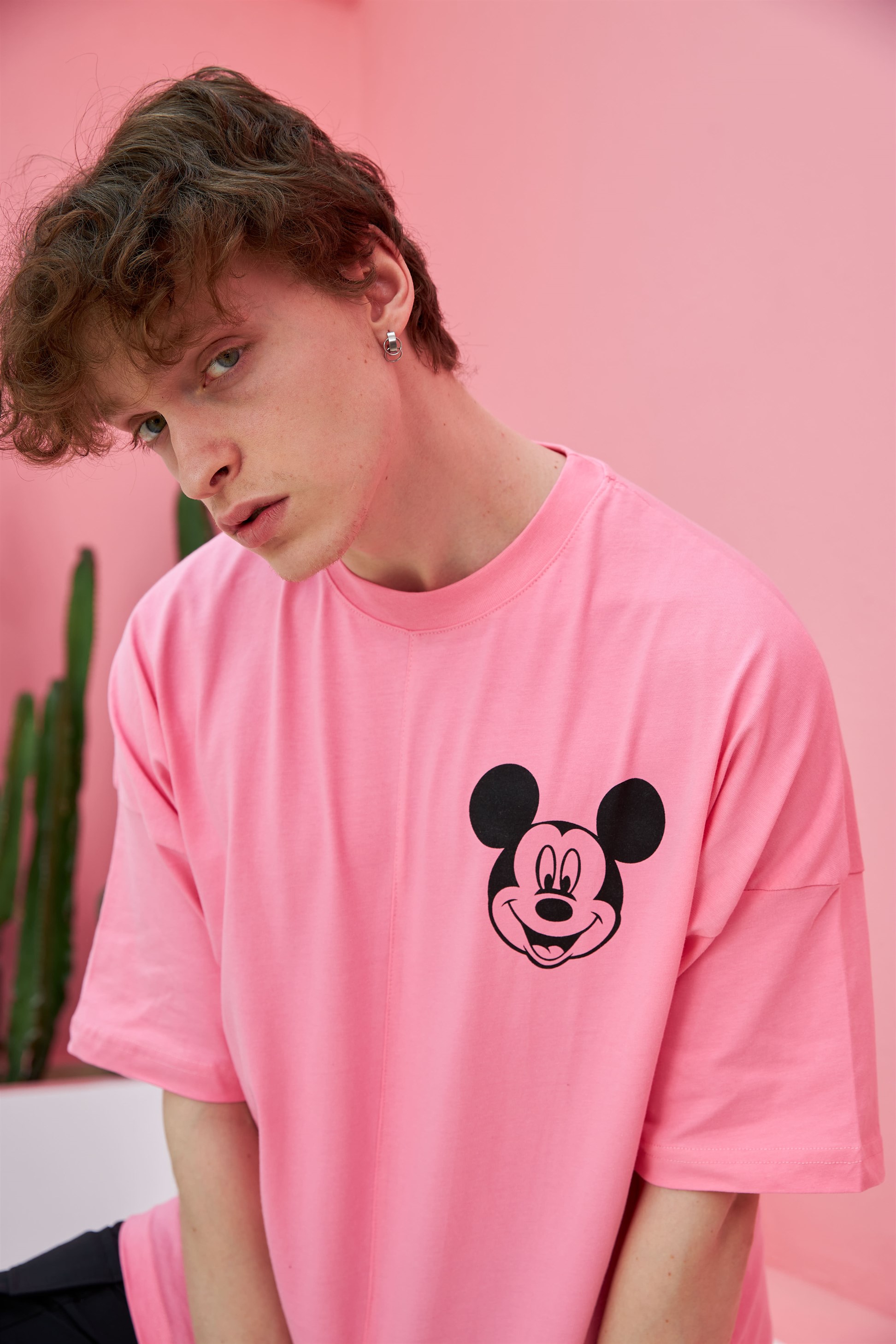 R-5557 Mickey Baskılı Oversize T-shirt