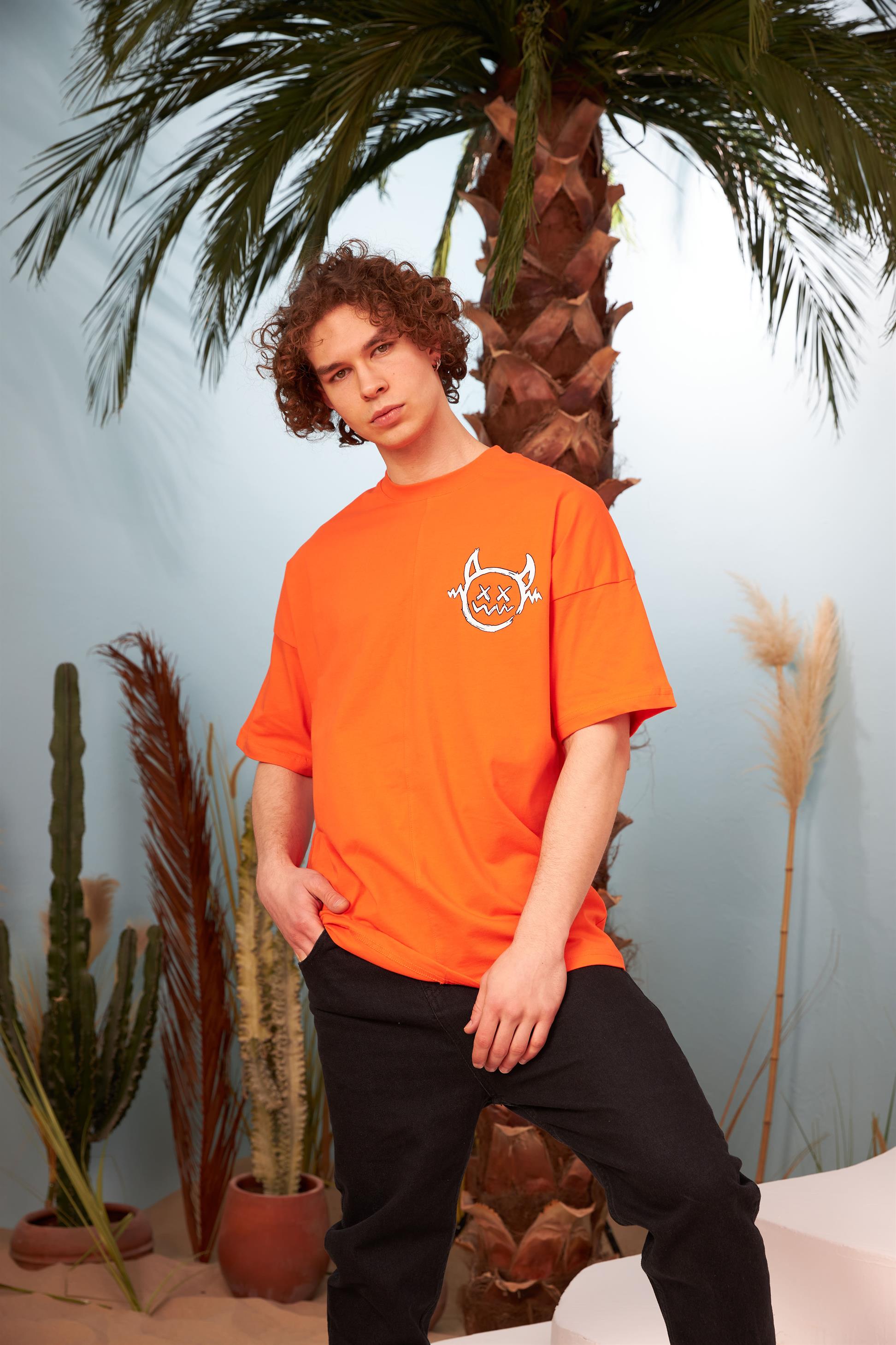R-5564 Monster Baskılı Oversize T-shirt