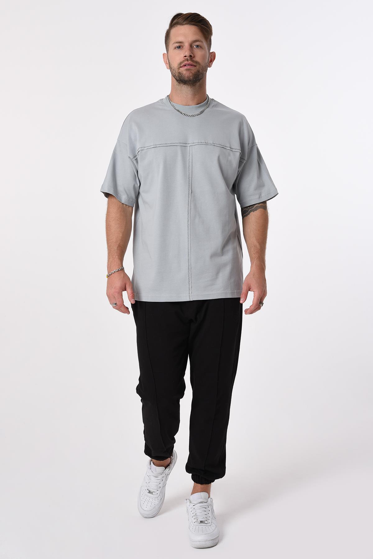 R-5592 Kroşeta Nakışlı Dverıze Oversize Tshirt