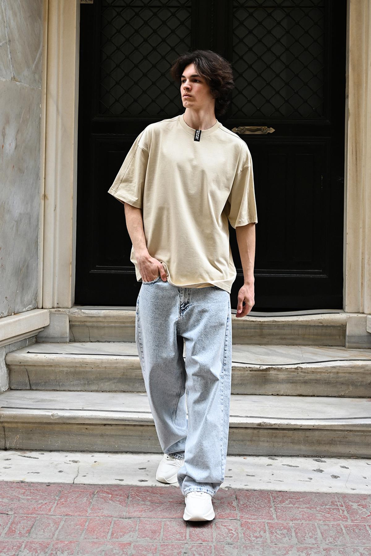R-5784 Bisiklet Yaka Oversize Süprem Tişört