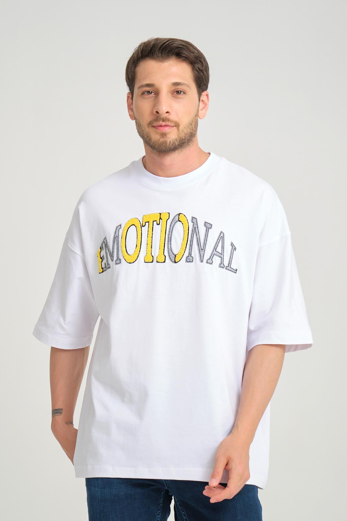 R-5786 Emotıonal Nakışlı Oversize Süprem Tişört
