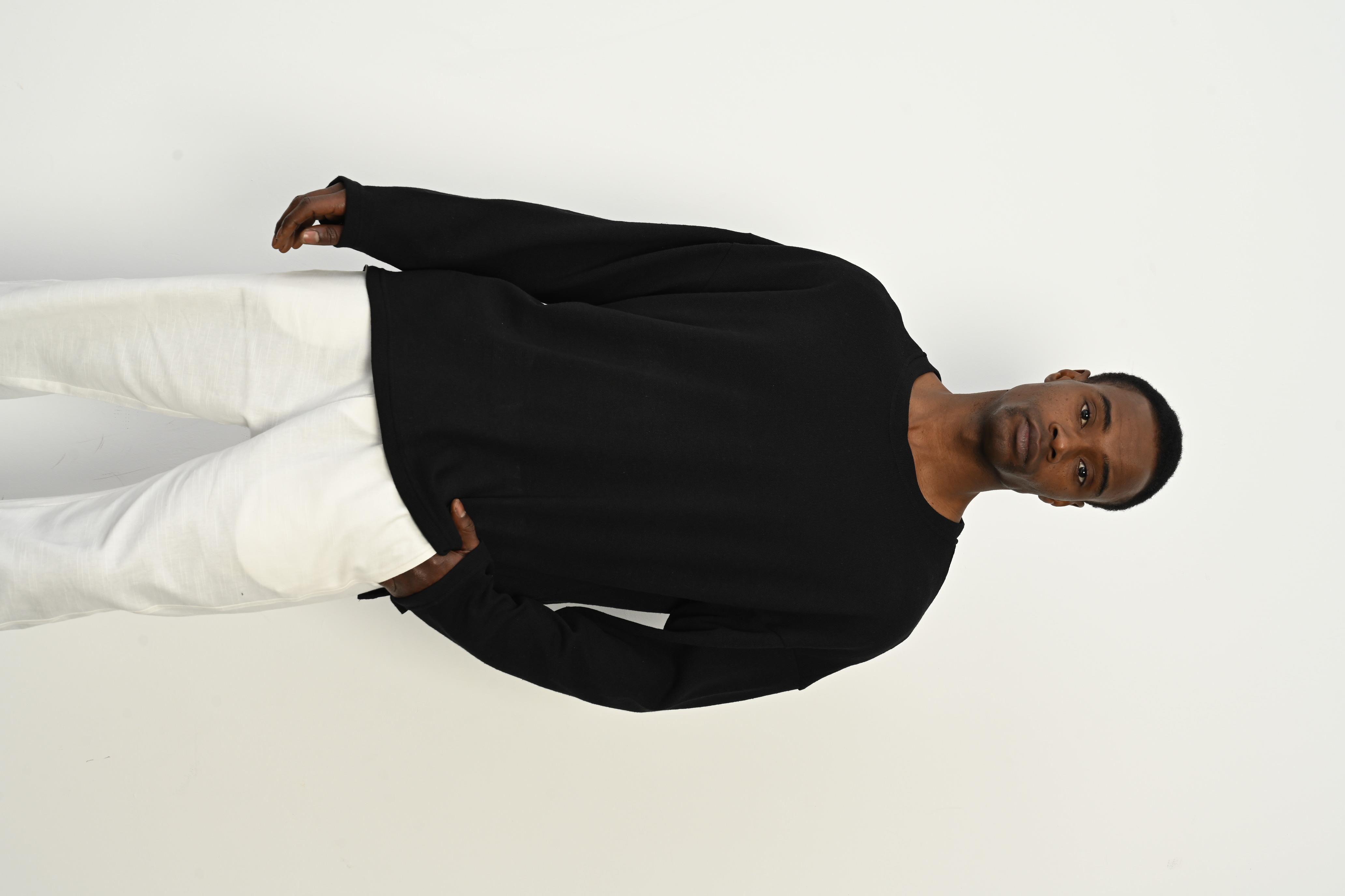 R-5795 Bisiklet Yaka Yan Yırtmaçlı Jakarlı Süprem Sweatshirt