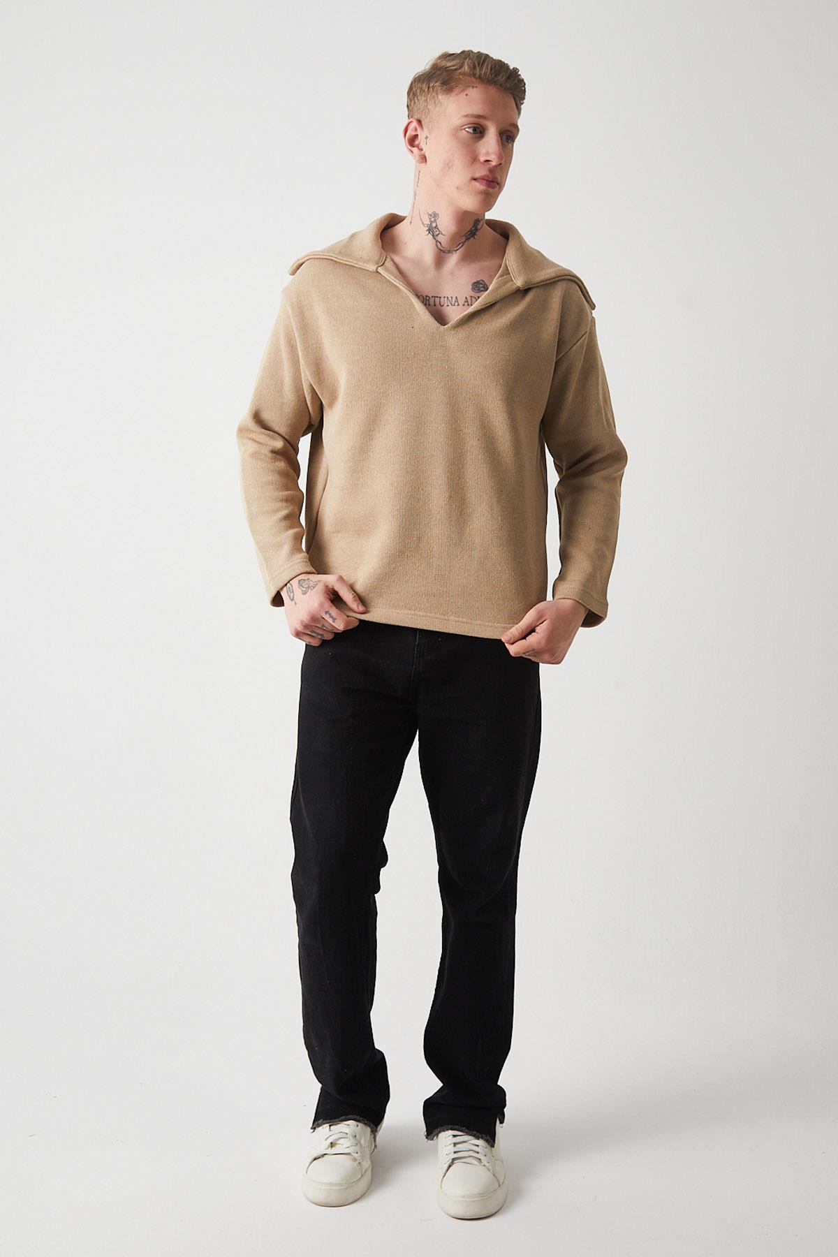 R-5850 Yaka Detaylı Örme Sweat