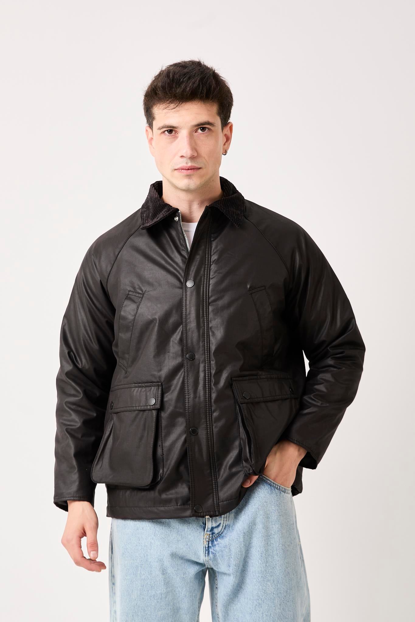 T-5850 Cep Detaylı Yaka Kadife Garnili Mont