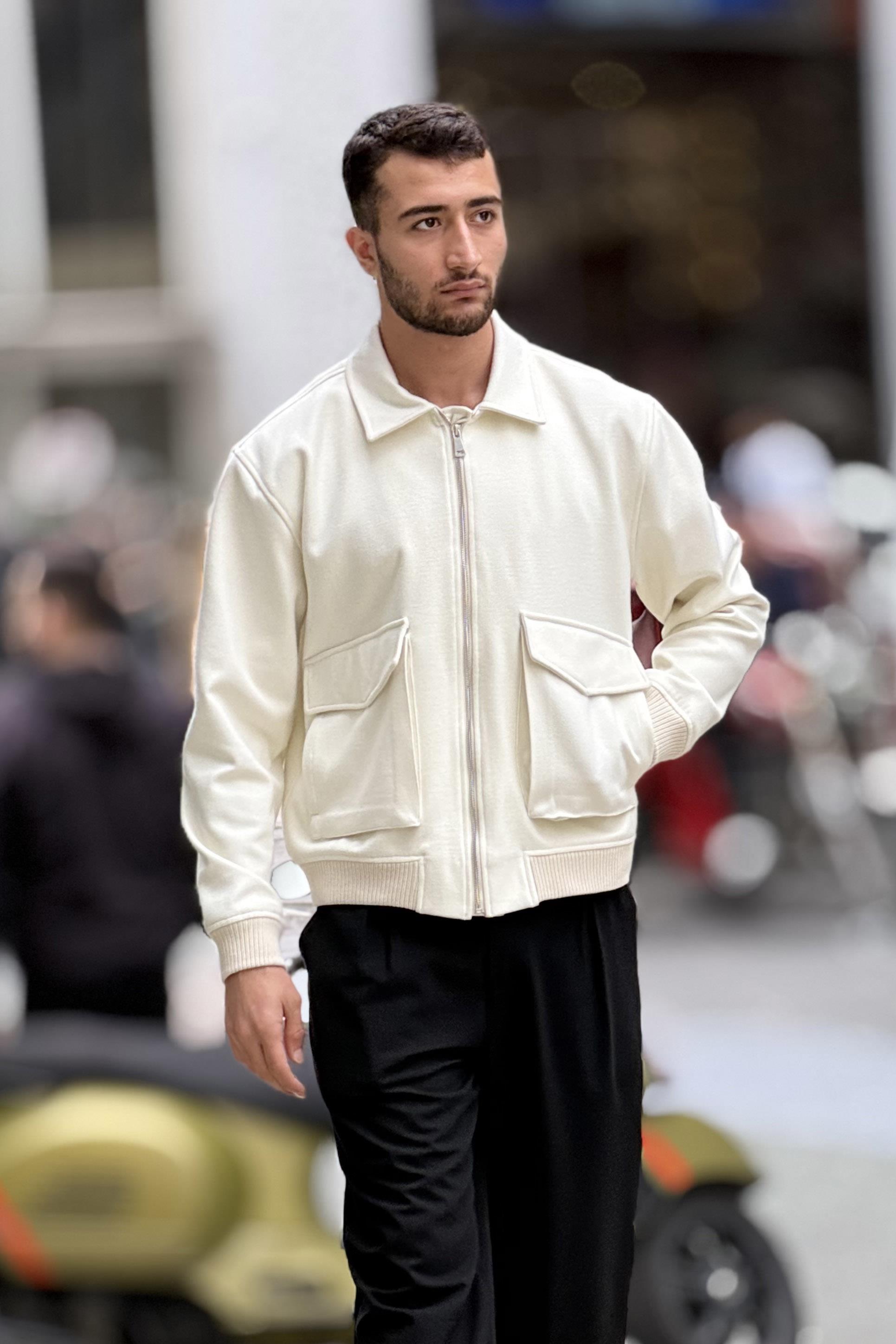 X-2025 Cep Detaylı Fermuarlı Astarlı Kaşe Mont