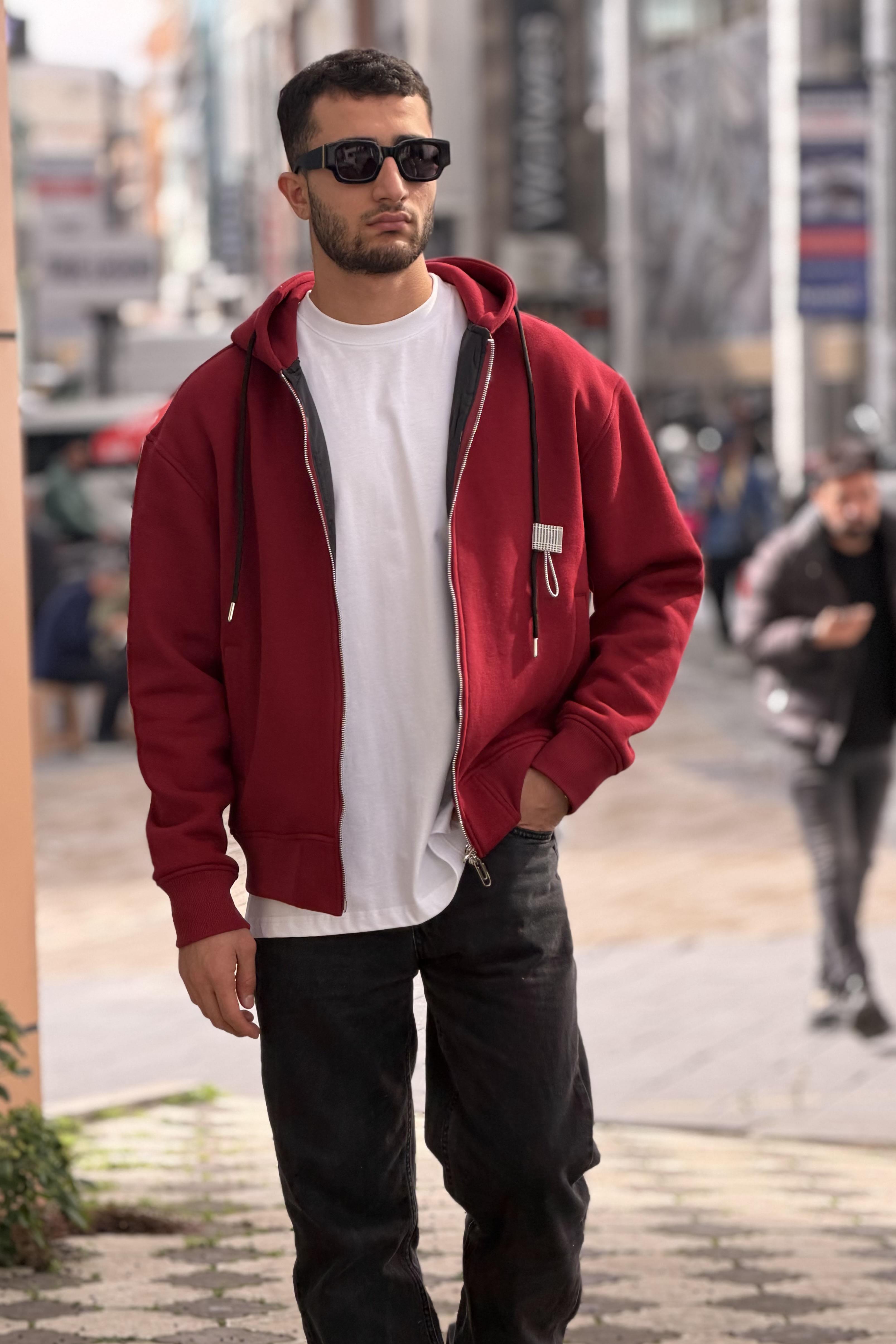 X-4004 Kapüşonlu Üç İplik Şardonlu Hırka