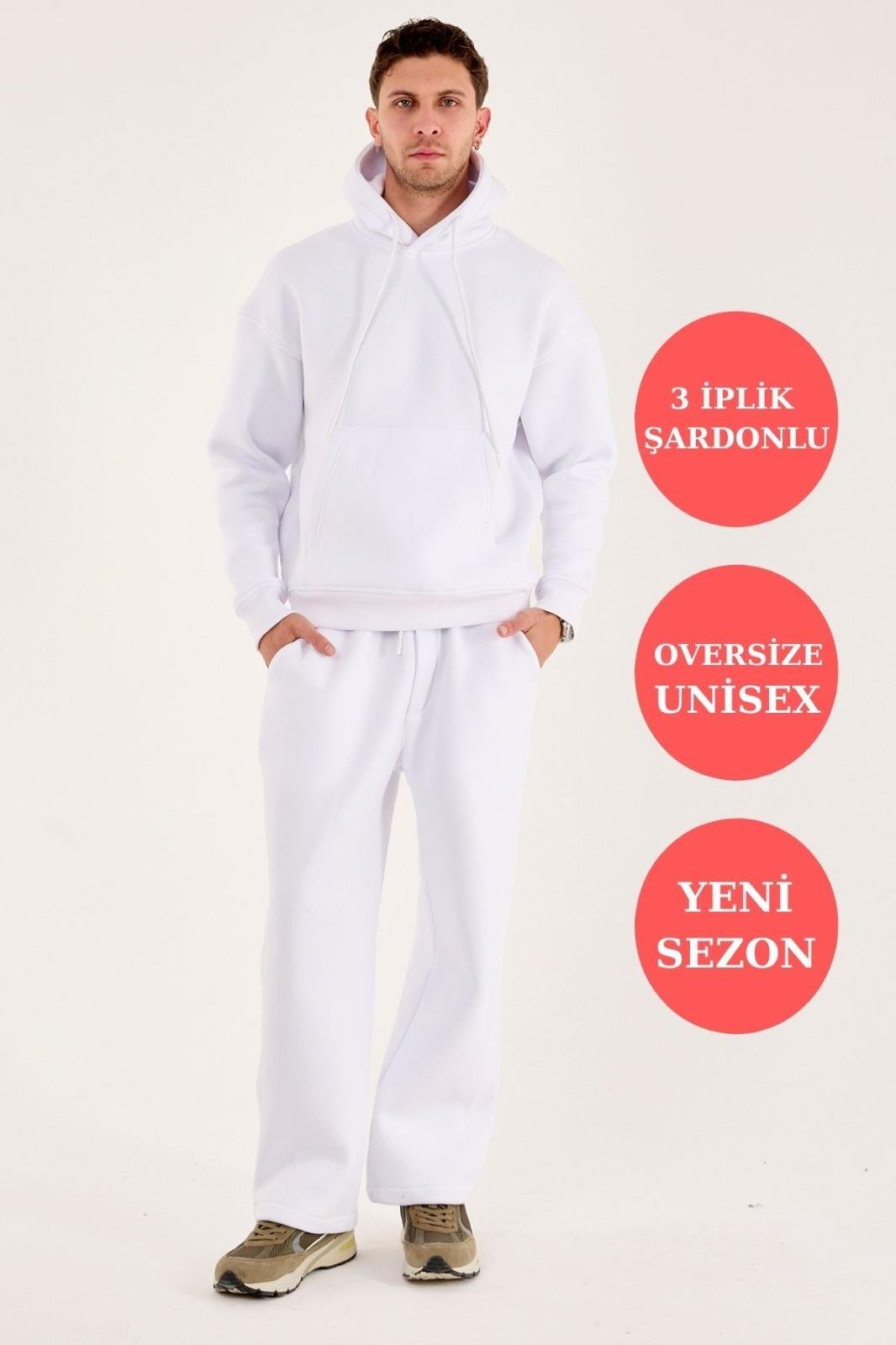 X-4008 Kapüşonlu Kanguru Cep Üç İplik Sweat