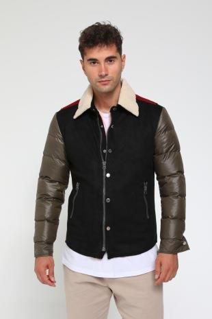 YAKASI KÜRKLÜ KADİFE GARNİLİ SÜET CEKET R-1635