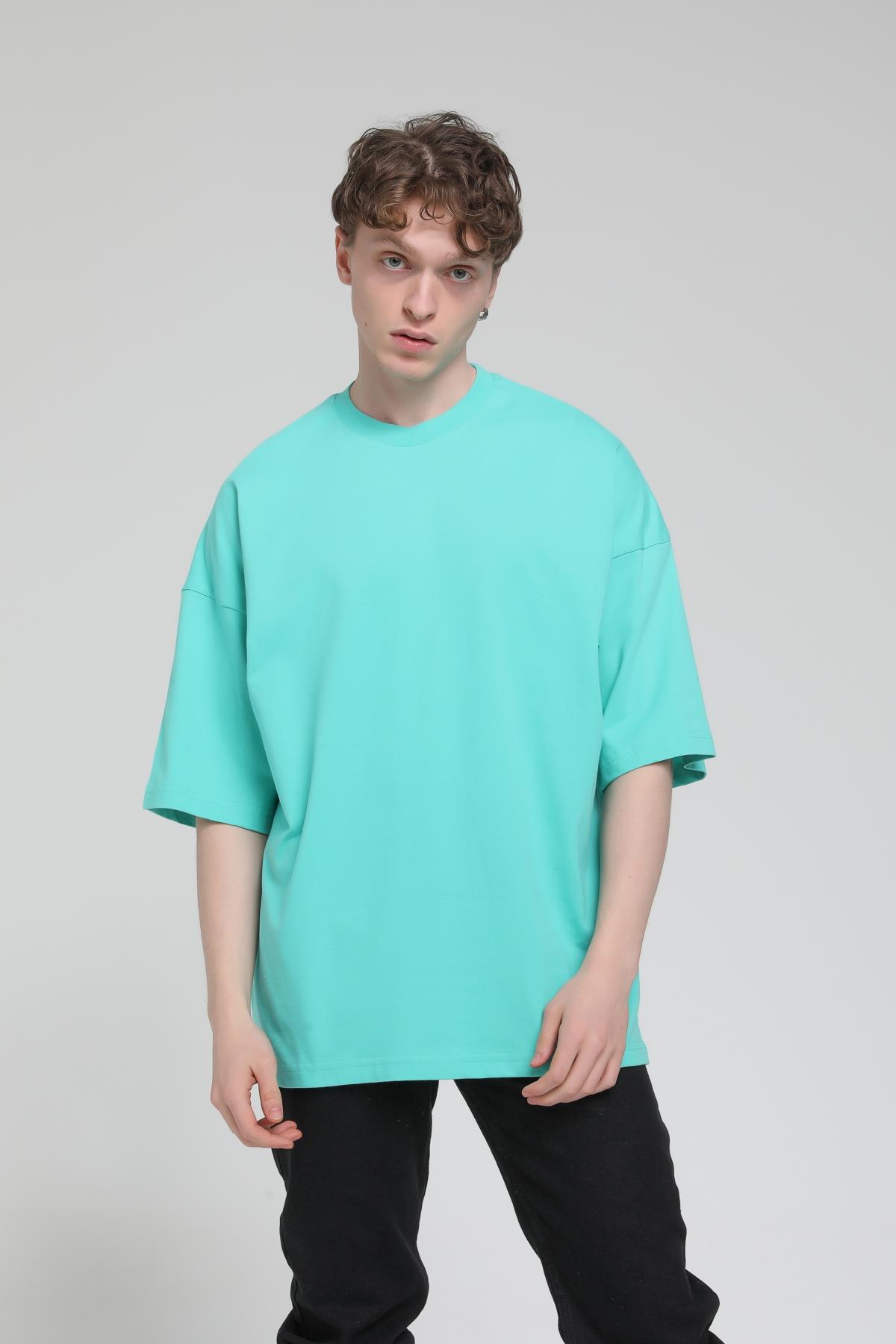 Yan Yırtmaç Detaylı Oversize Basic T-shirt  R-5543
