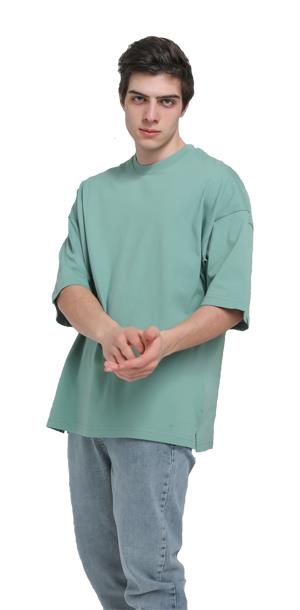 Yan Yırtmaç Detaylı Oversize Basic T-shirt  R-5543