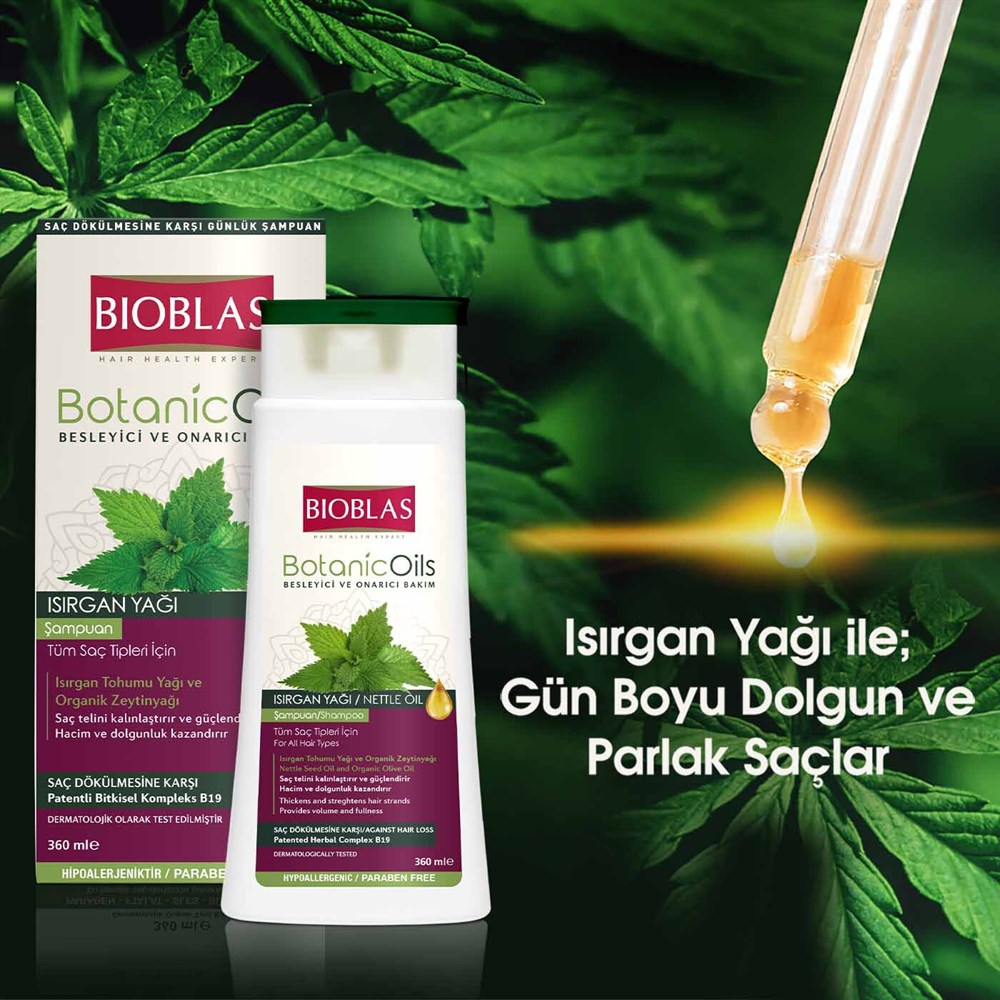 Bioblas Şampuan - Botanic Oils Isırgan Yağı Özlü İnce Telli ve Zayıf Saçlar  için 360 ml | Tshop