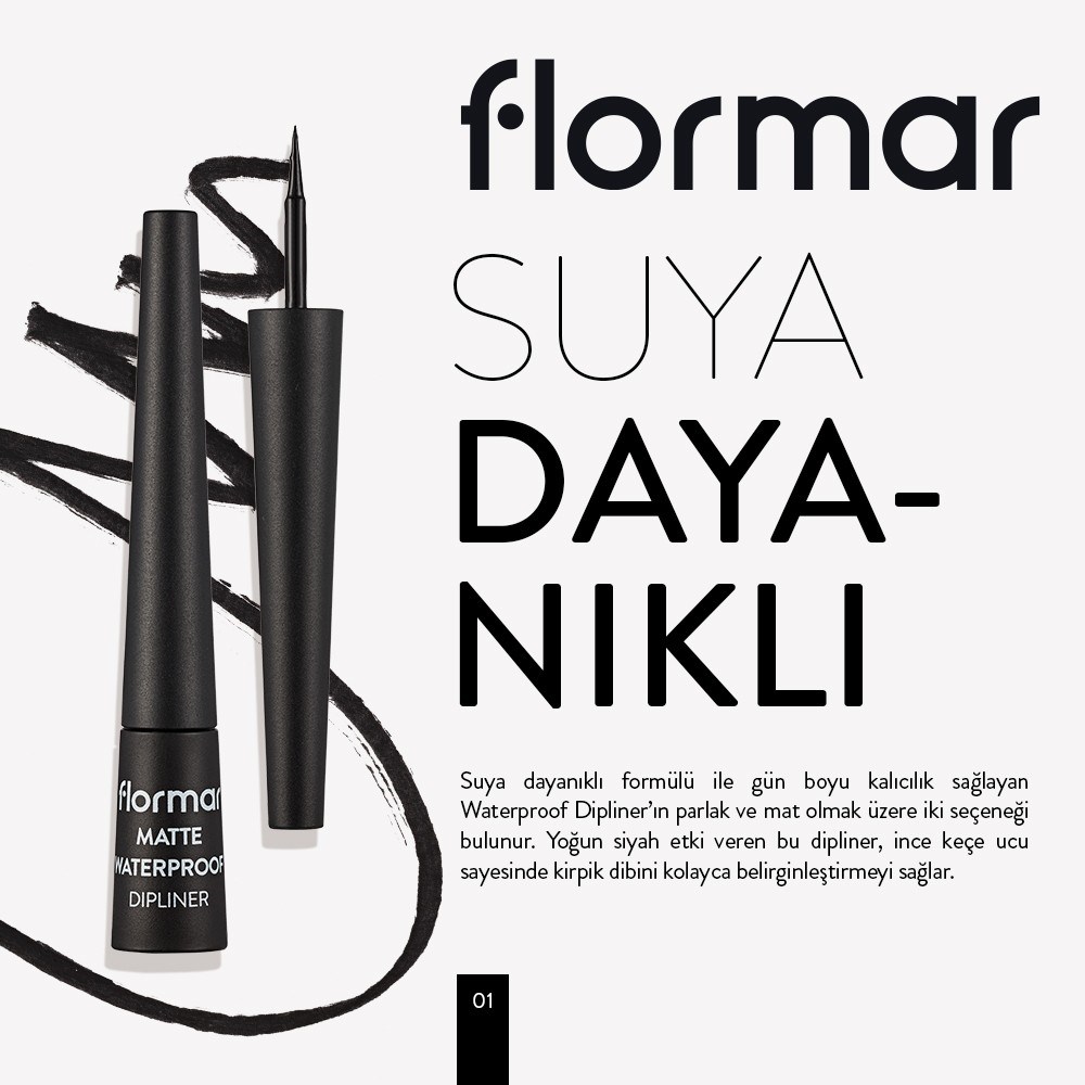 Flormar Mat Siyah Dipliner - Waterproof | Tshop