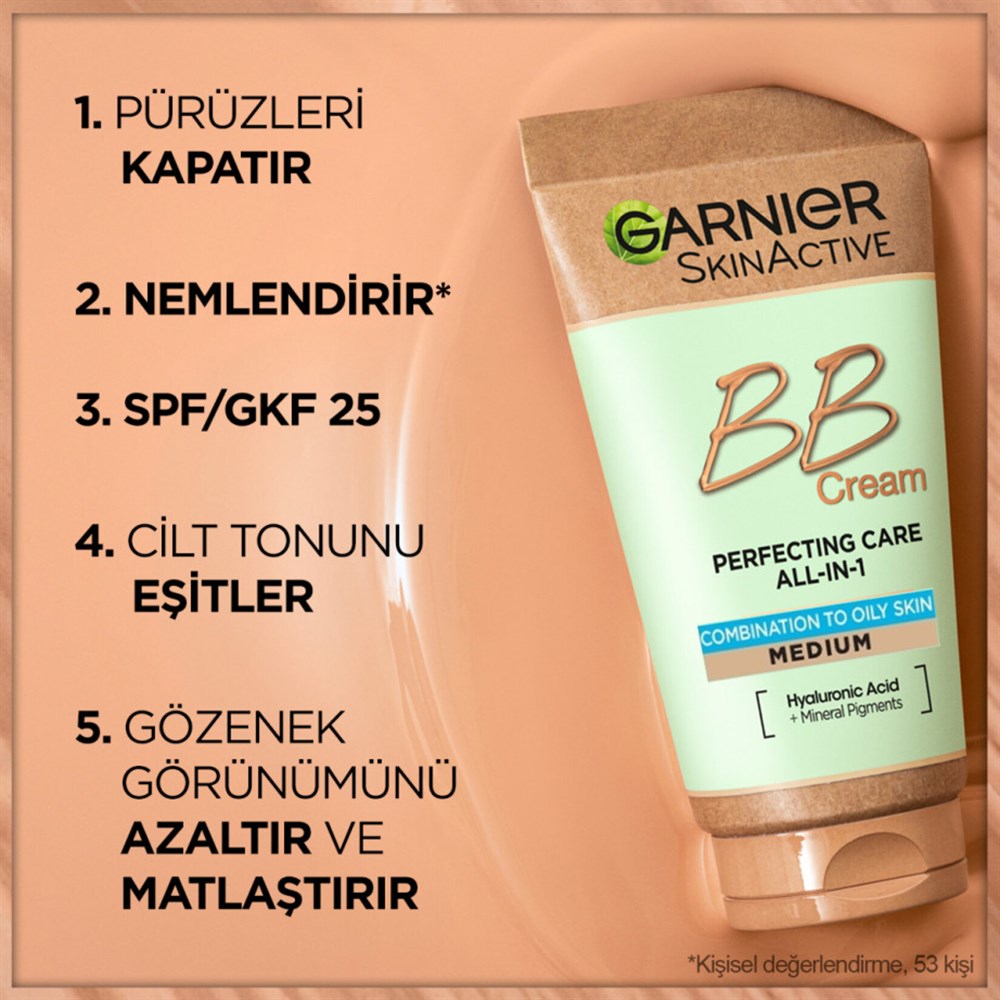 Garnier BB Krem - Hyaluronik Aloevera Özlü Karma Yağlı Ciltler için +Spf25  Orta Ton 40 ml | Tshop