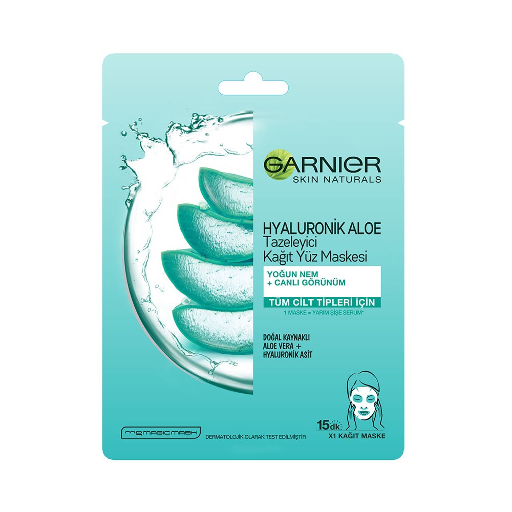 Garnier Skin Naturel Hyaluronik Aloe Vera Tazeleyici Kağıt Yüz Maskesi 32  gr. | Tshop