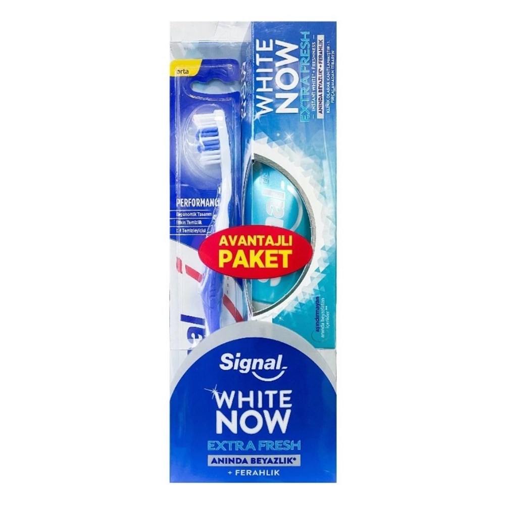 Signal Diş Macunu - White Now Extra Fresh 75 ml + Diş Fırçası Orta | Tshop