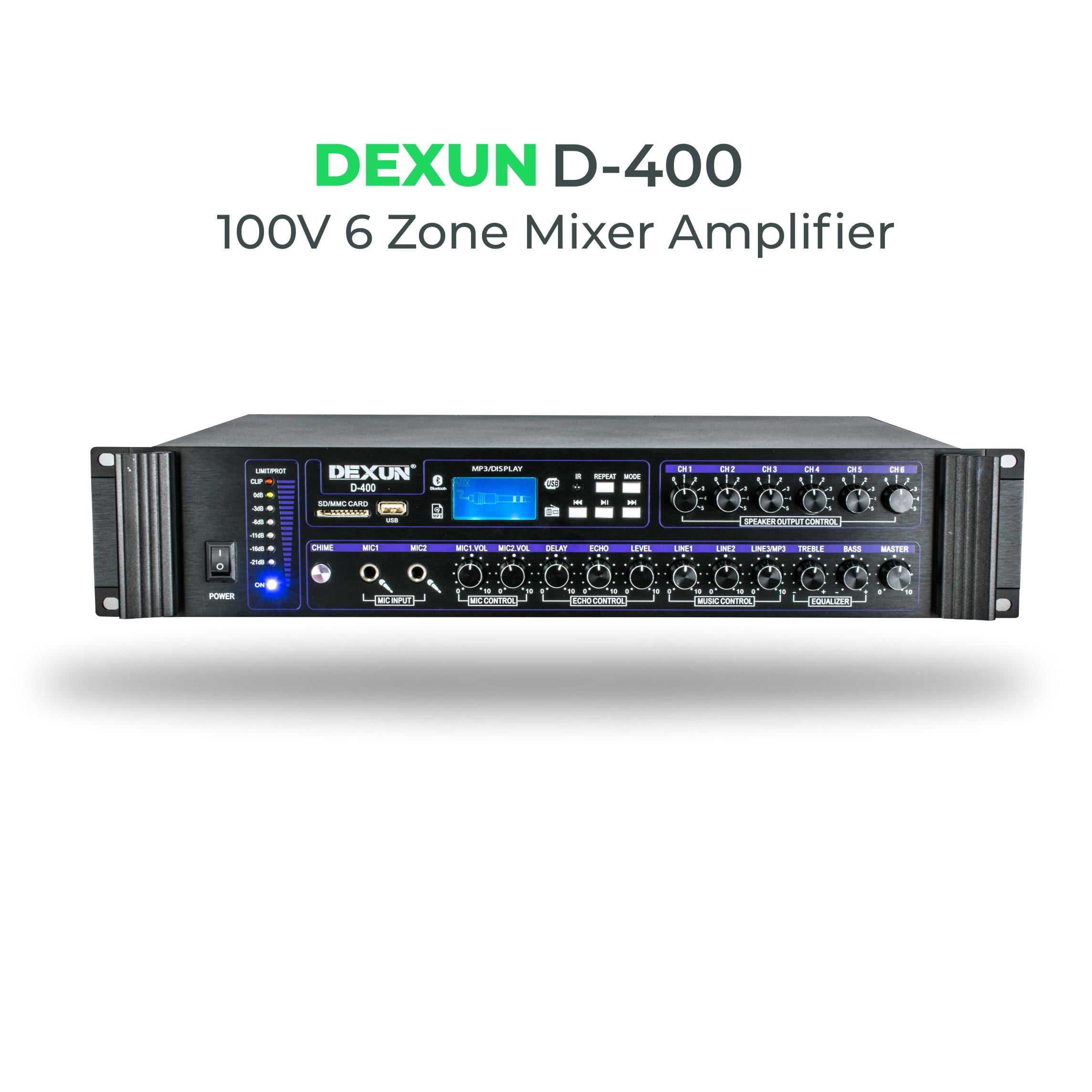 Dexun D–400 6 BÖLGE 500W/100V HAT TRAFOLU MİKSER AMFİ